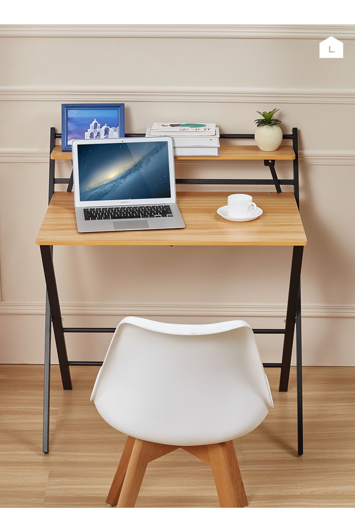 Lawazim-Foldable Computer Desk – 115x89x7cm – Writing Table with Monitor Shelf for Home Office 6