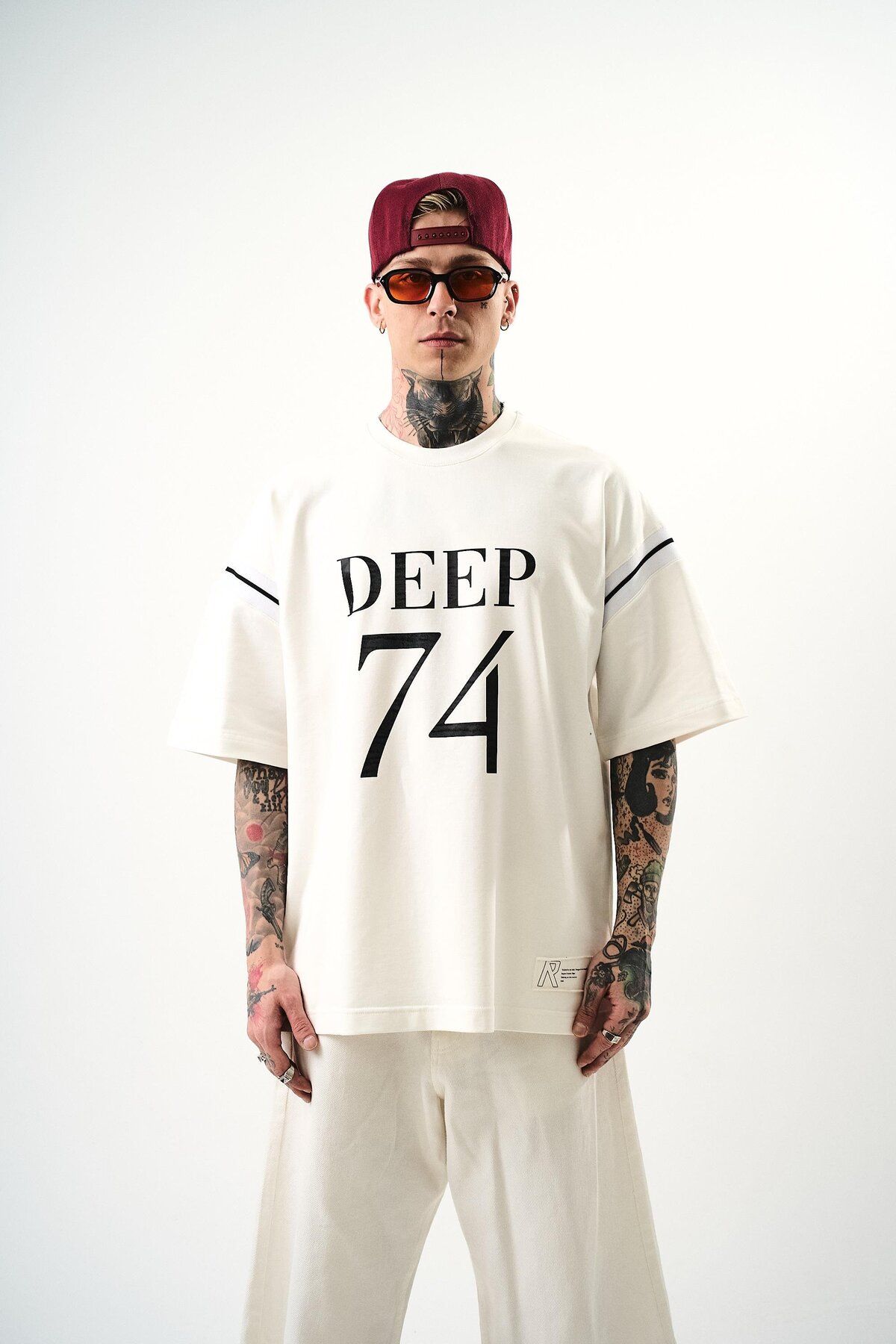 Respire Erkek Deep 74 Baskılı Oversize T-Shirt Beyaz