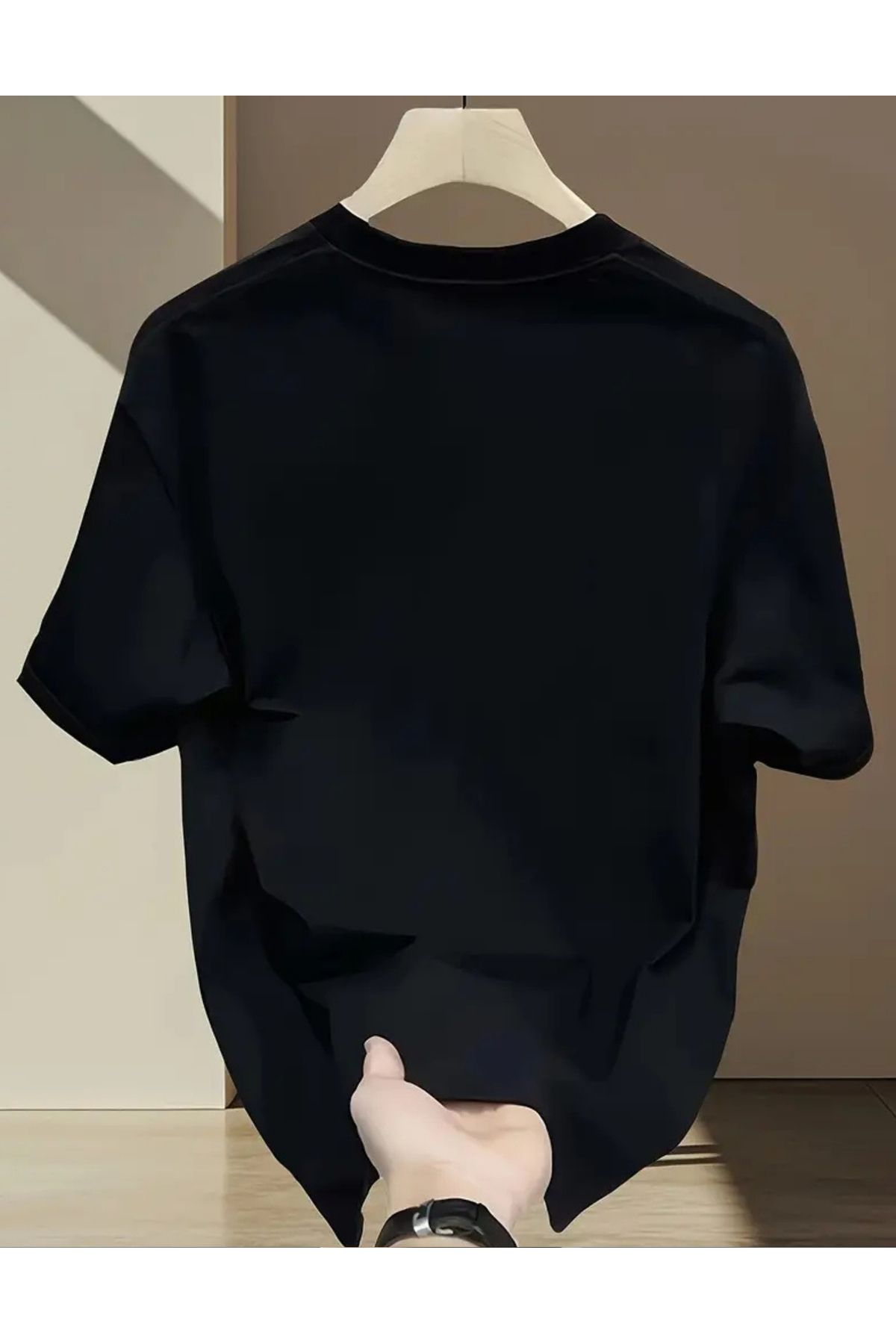 SAJA Unısex Kadın/Erkek Baskılı Oversize Düşük Kol Bisiklet Yaka T-Shirt