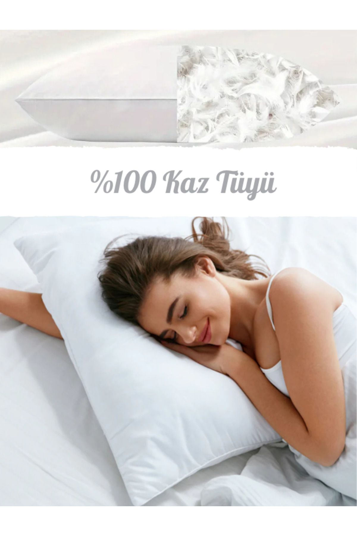 biomood Canada %100 Kaz Tüyü Yastık & Süper yumuşak & Pamuk Yastık Kılıflı