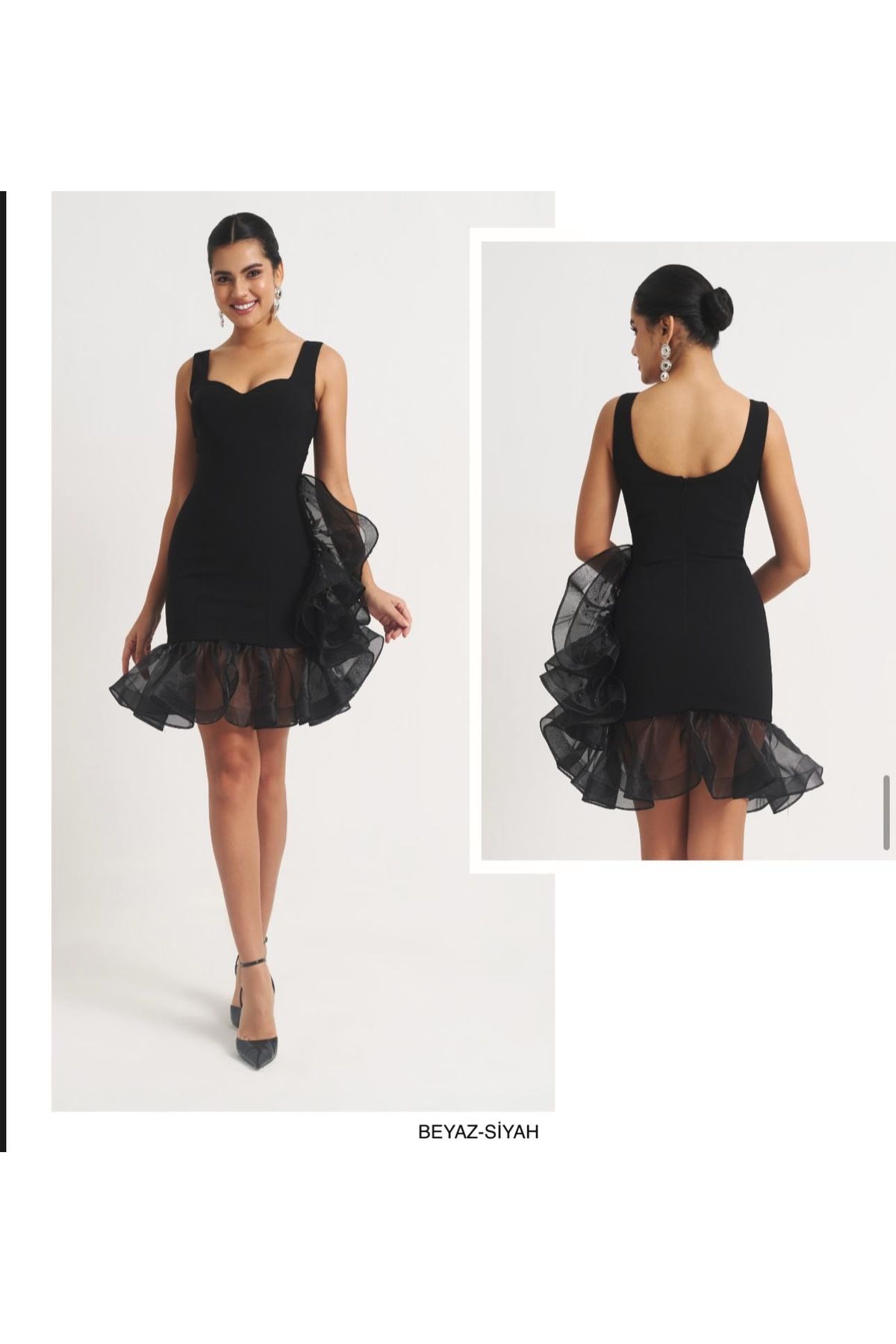 My Easy Shop Mor Sposa Kadın Abiye Elbise Kısa Tül Detaylı