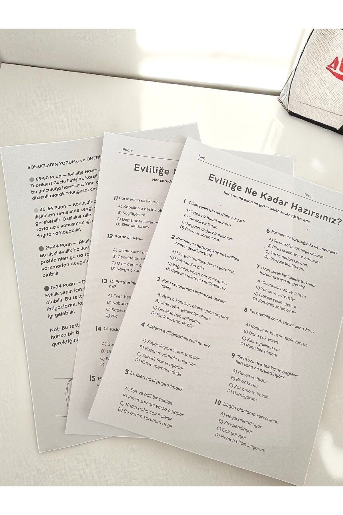Atölye Prana Evliliğe Ne Kadar Hazırsınız? – Çiftler İçin 20 Soruluk İlişki Testi, (A4 Basılı Quiz)