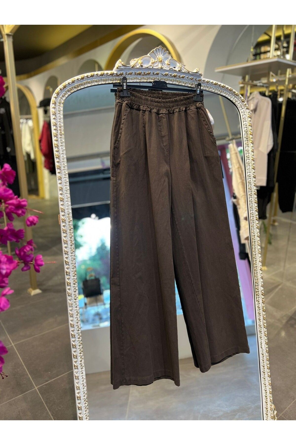 SERAP ESER EXCLUSIVE STYLE ELAN- İTHAL ACI KAHVE PALAZZO PANTOLON