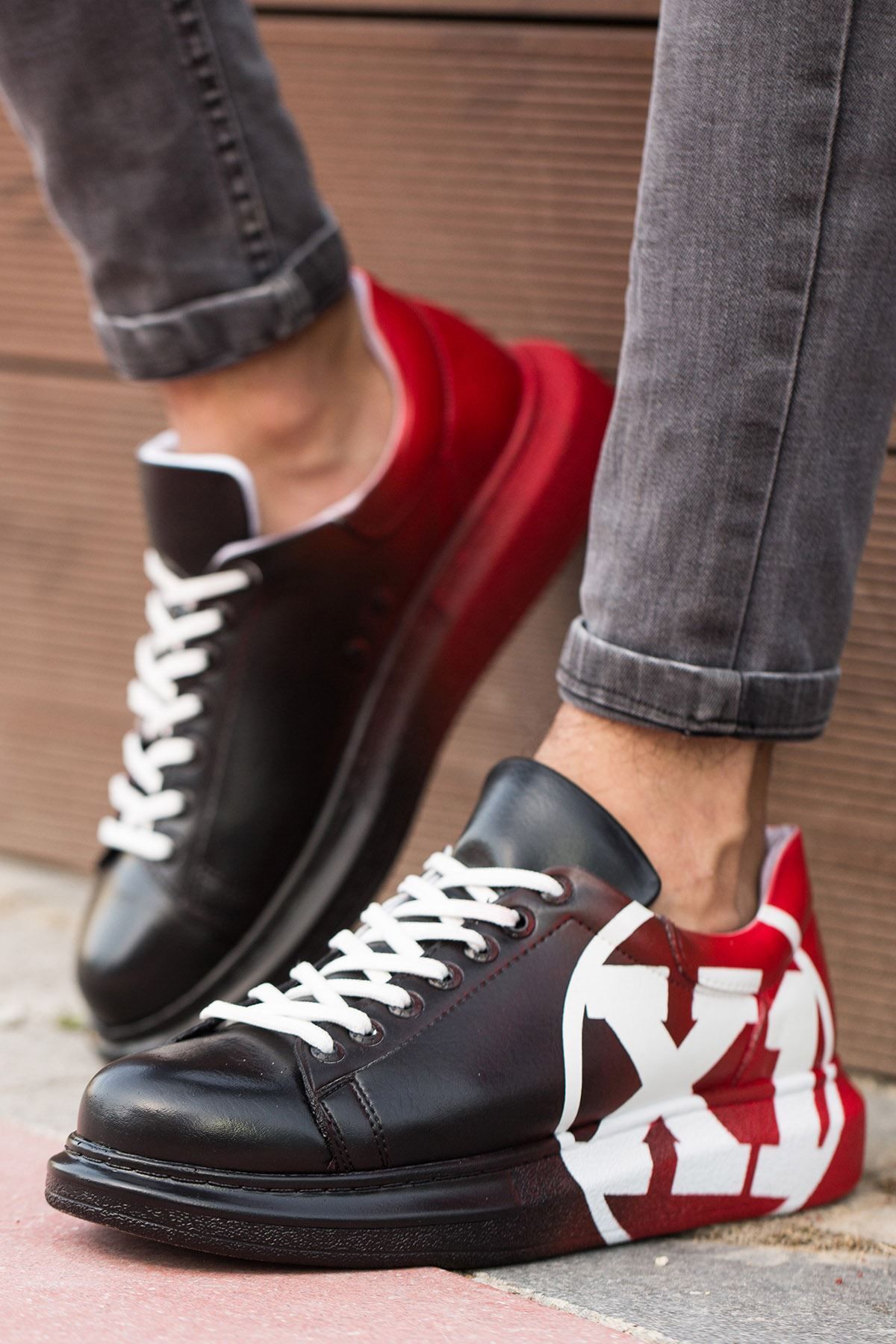 devrialemshoes CH254 CBT Pittura Erkek Ayakkabı 445 SIYAH / KIRMIZI X1