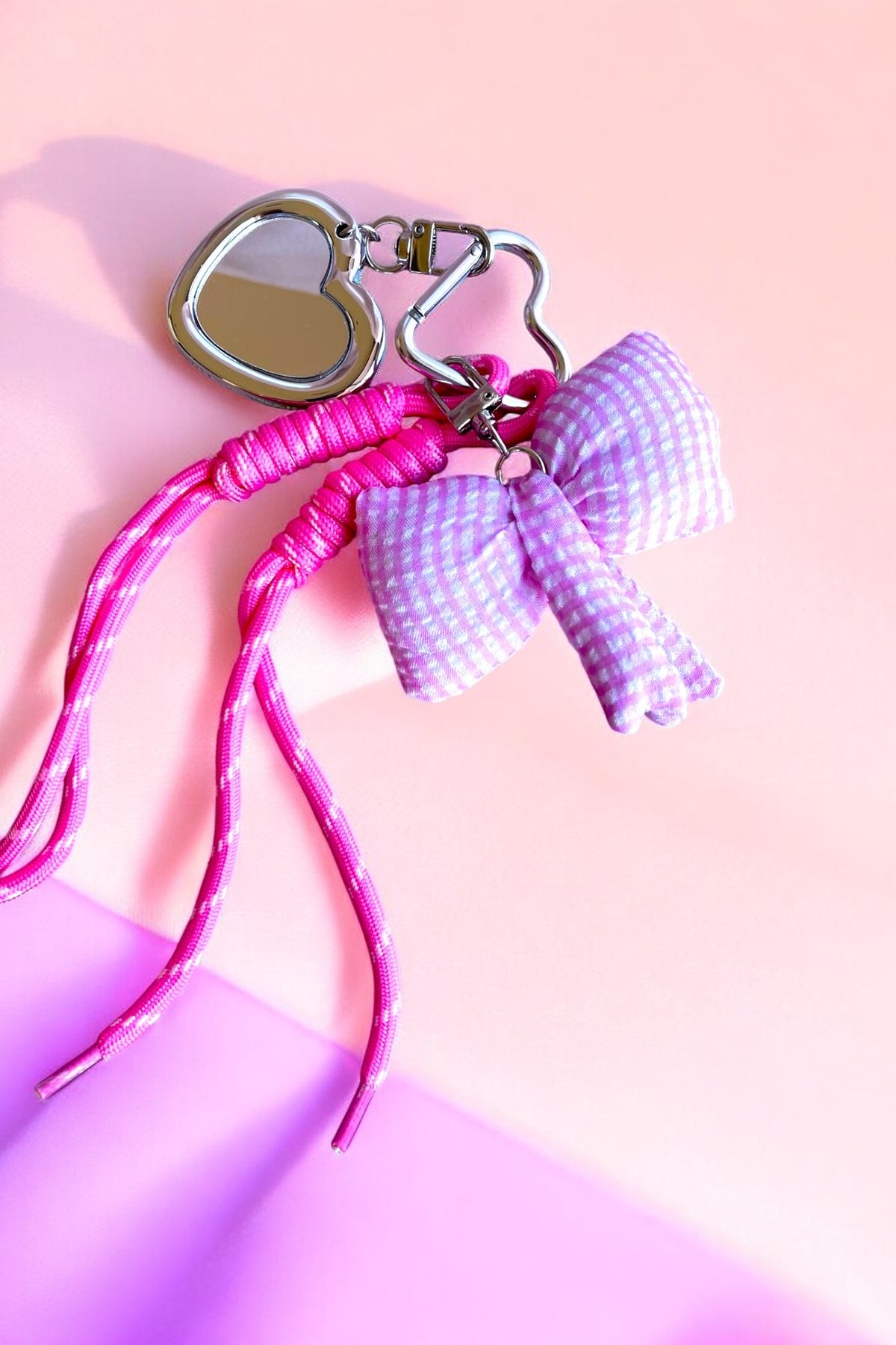minthe Kalpli Aynalı & Fiyonklu Pembe Çanta Charmı