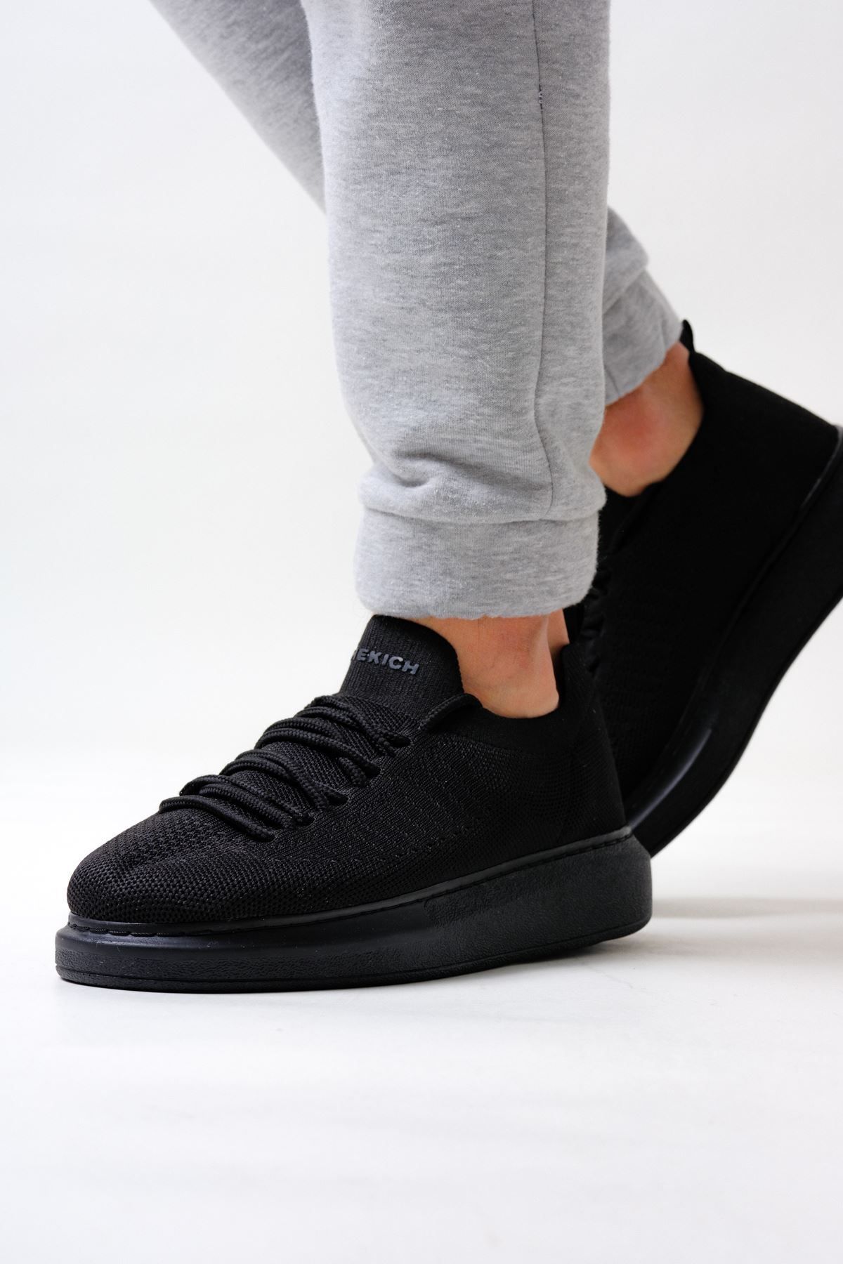 devrialemshoes CH307 RT Tricot Erkek Ayakkabı SIYAH