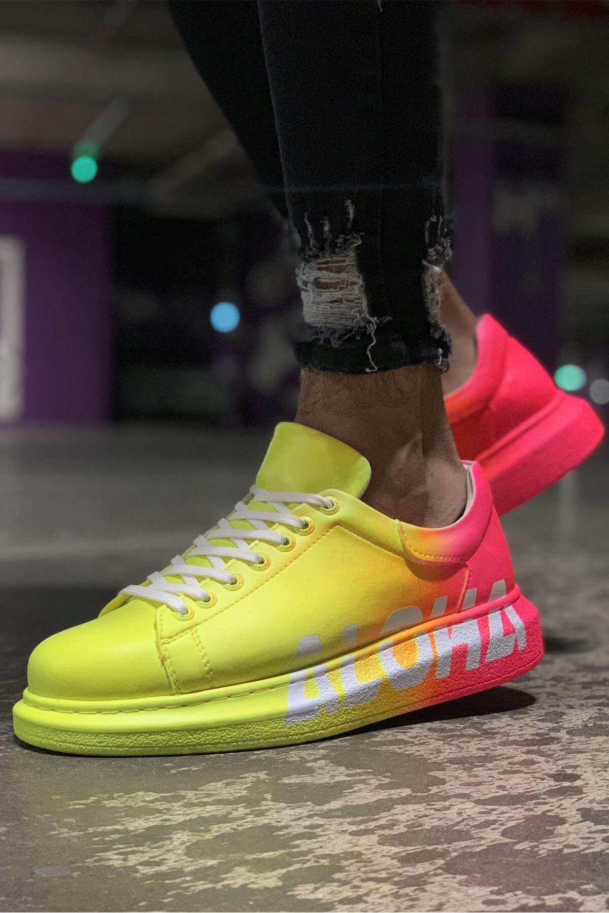 devrialemshoes CH254 CBT Pittura Erkek Ayakkabı 401 ALH SARI / PEMBE