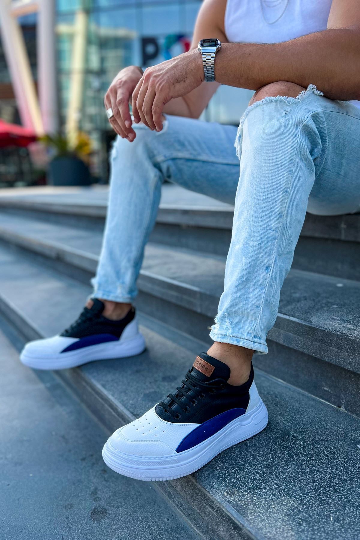 devrialemshoes CH115 CBT Literide Erkek Ayakkabı BEYAZ/SAX MAVI/SIYAH