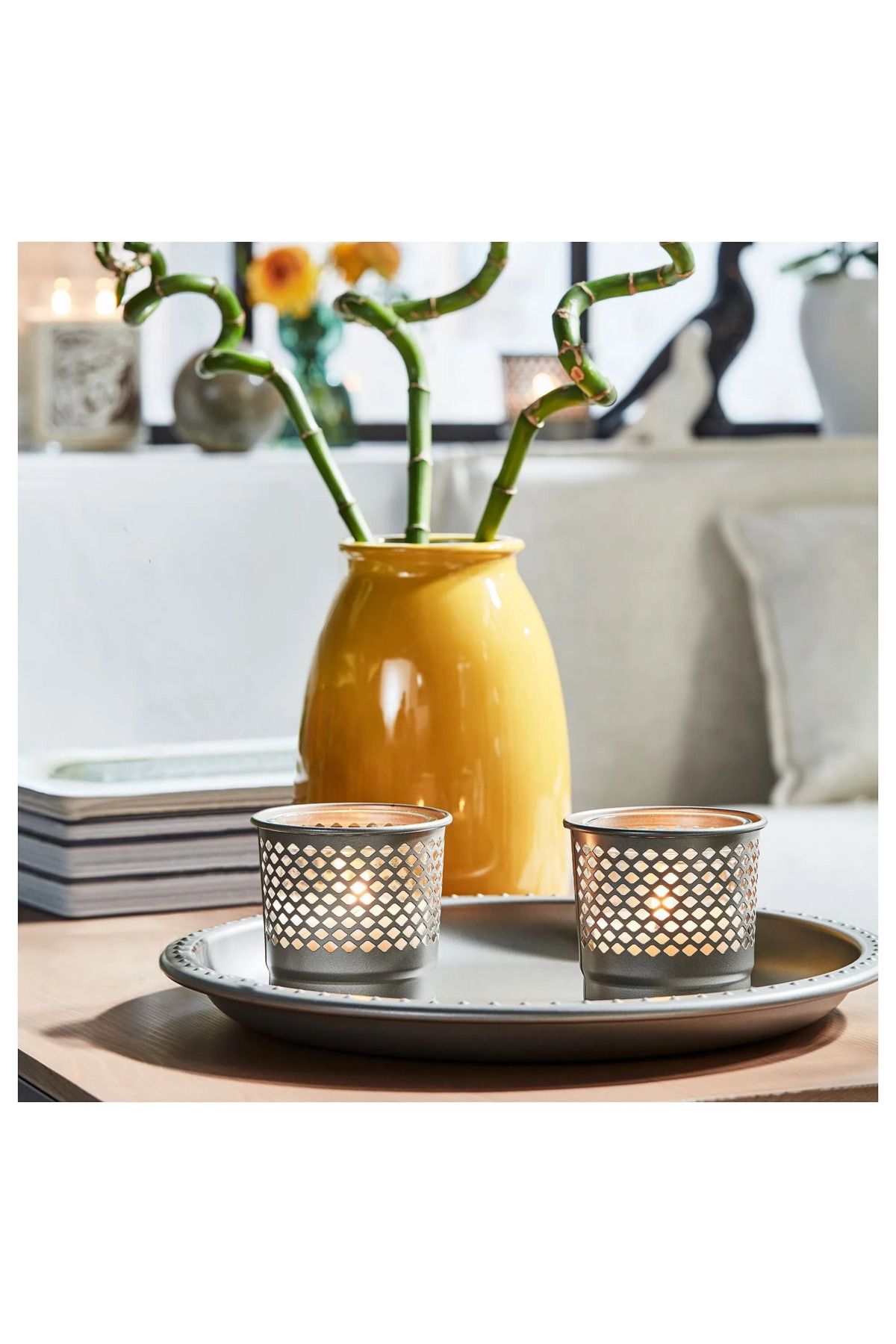 IKEA QUALİTY 2 Adet Metal Tealight Mumluk Yükseklik: 9 Cm Çelik Mum Kabı Çap: 10 cm