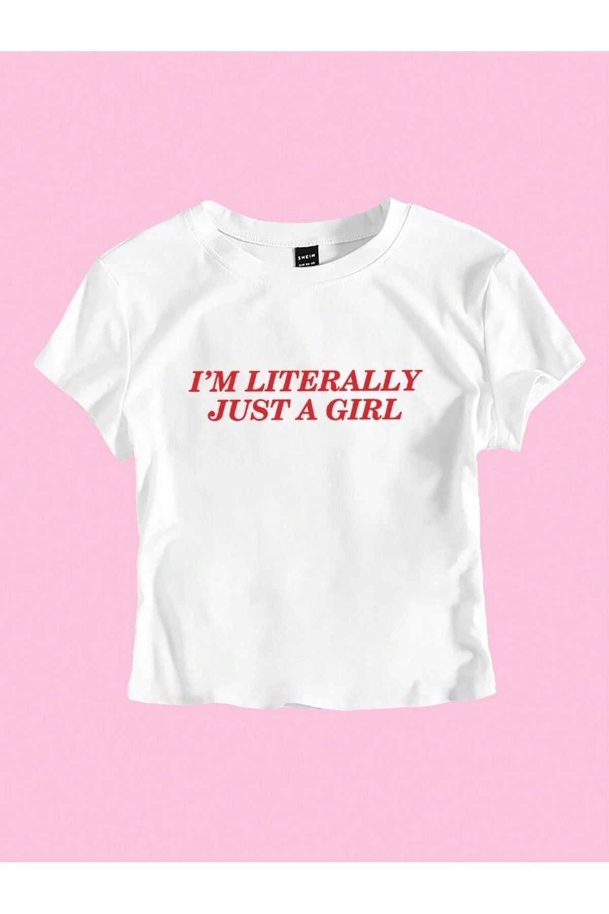 OVER HEAD Kadın Y2K I'm Literally Just A Girl Baskılı Bayb Tee Crop