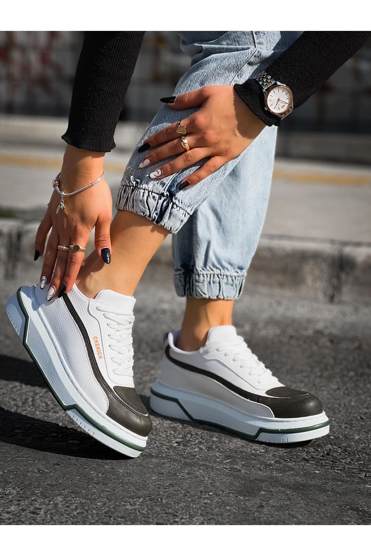 devrialemshoes CH241 CBT Signature Line Up Erkek Ayakkabı HAKI/BEYAZ