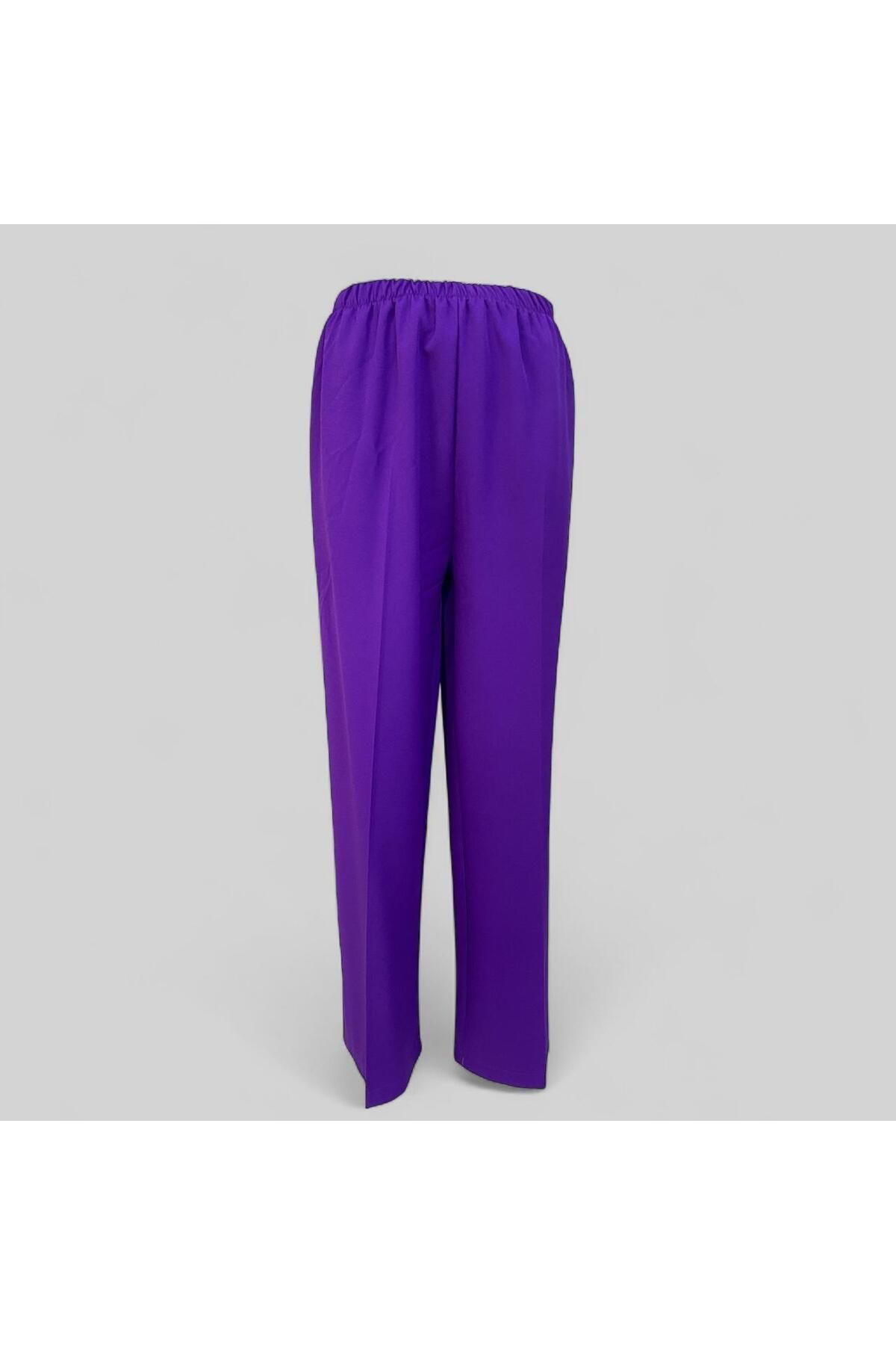 Butik Kadın cepsiz lastikli double kumaş pantolon