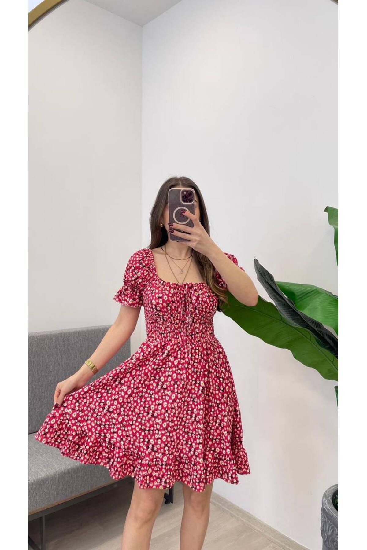Shenaz ÇİÇEK DESEN ELBİSE