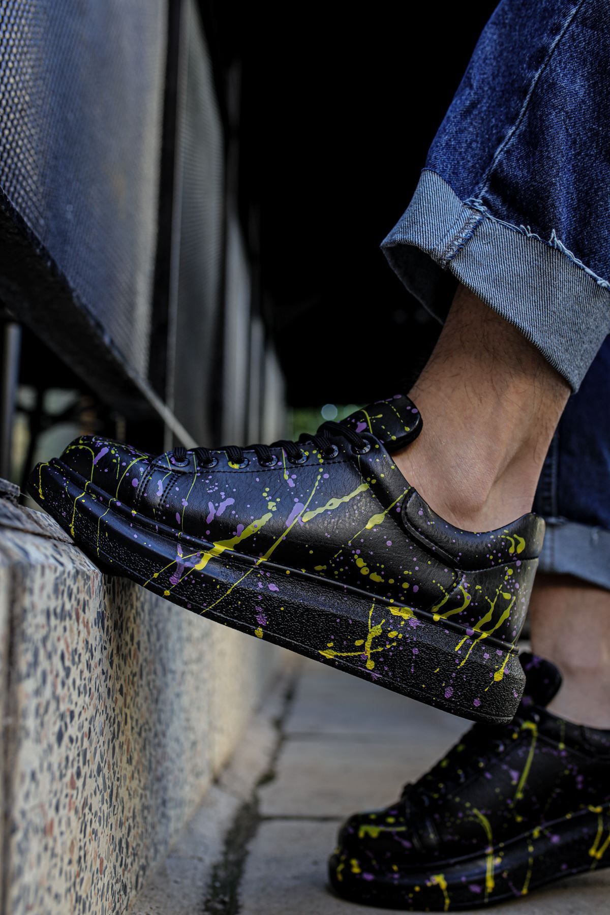 devrialemshoes CH254 CST Pittura Erkek Ayakkabı 472 SARI / MOR