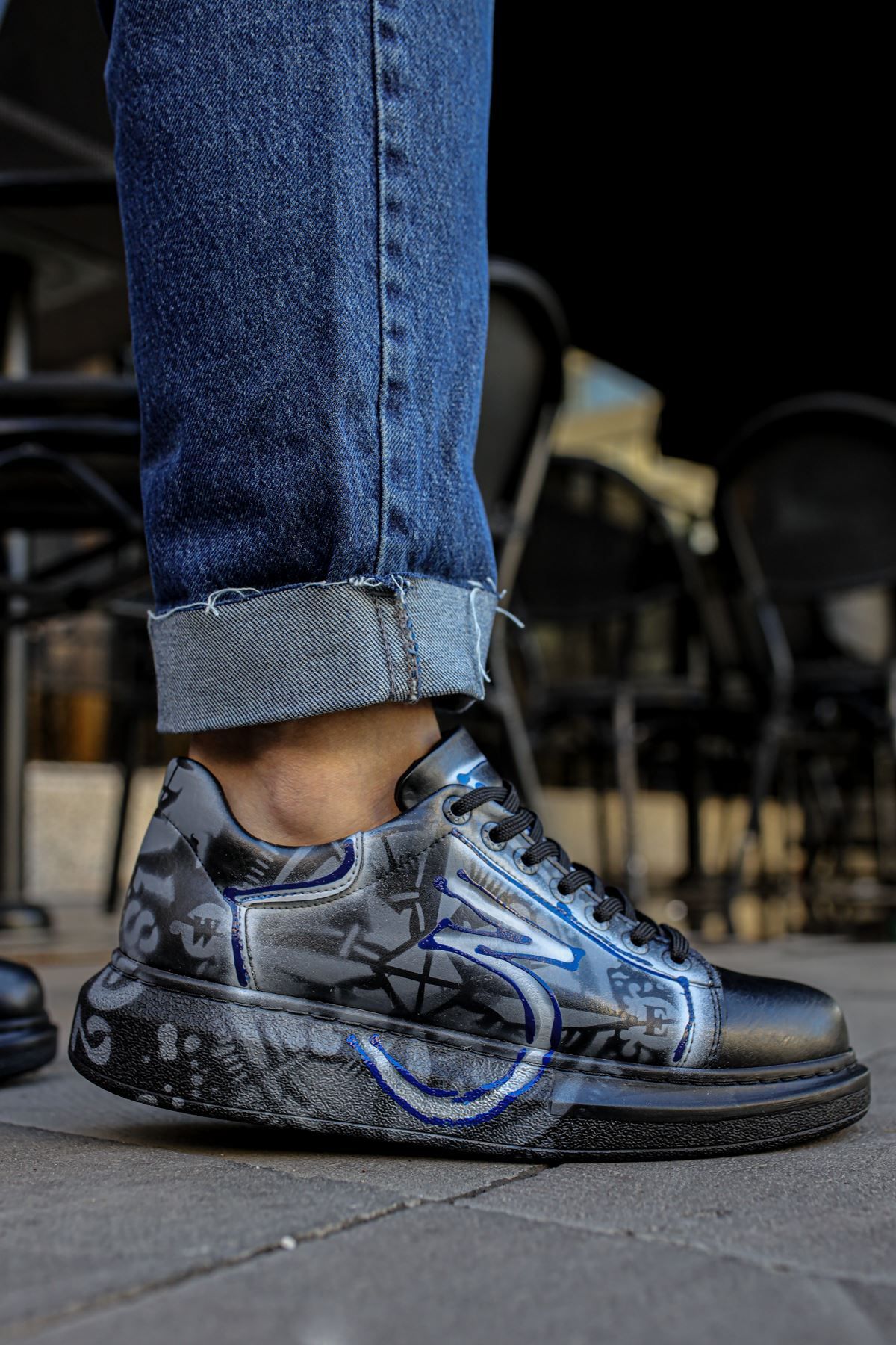 devrialemshoes CH254 CST Pittura Erkek Ayakkabı 480 MAVI / BEYAZ GRAFITI
