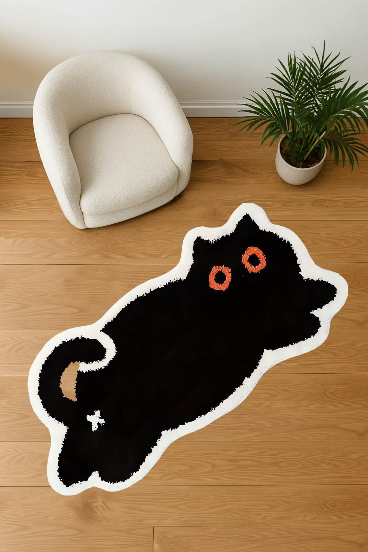 Markaev Black Cat Baskılı Dokuma Taban Halı 214 YNG