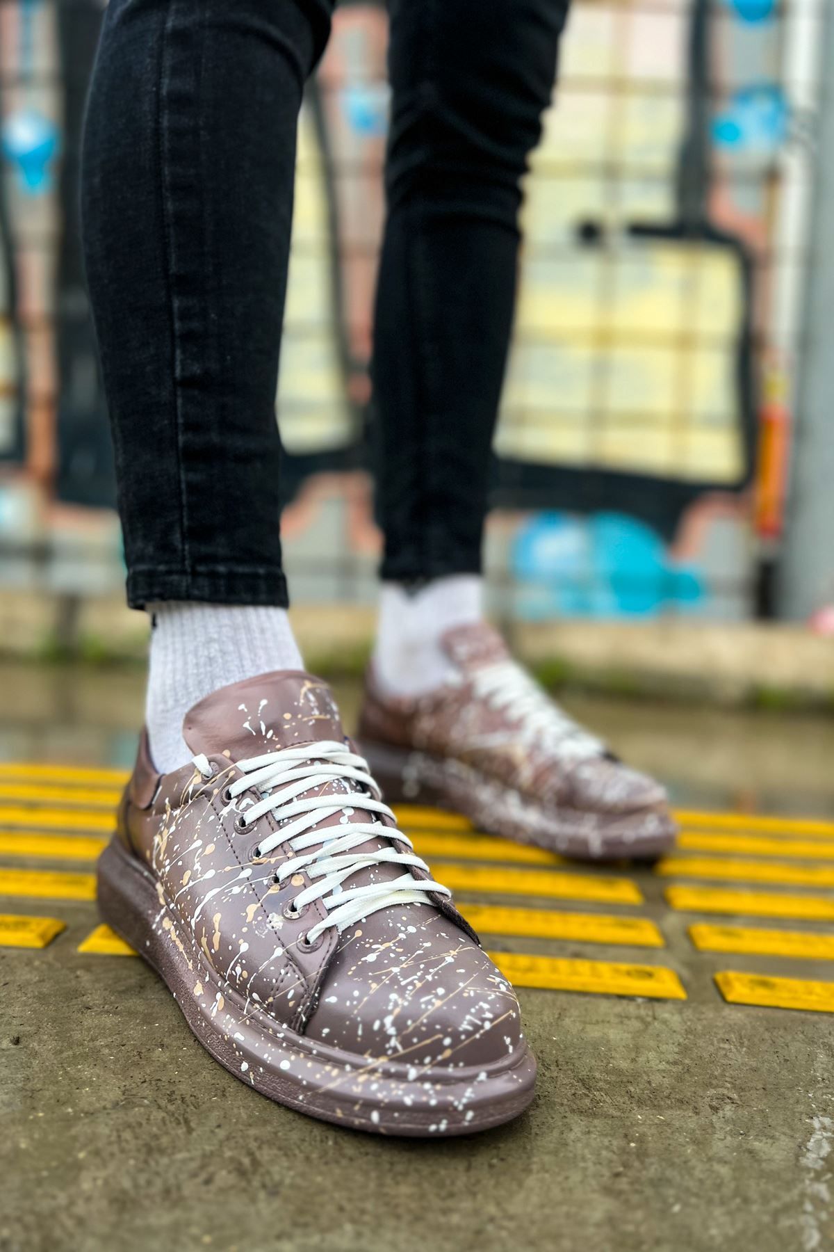 devrialemshoes CH254 CBT Pittura Erkek Ayakkabı 548 KAHVE / BEYAZ SPLUSH