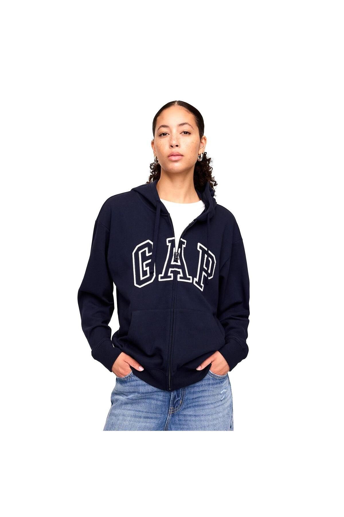 GAP Logo Relaxed Fermuarlı Sweatshirt - 727433