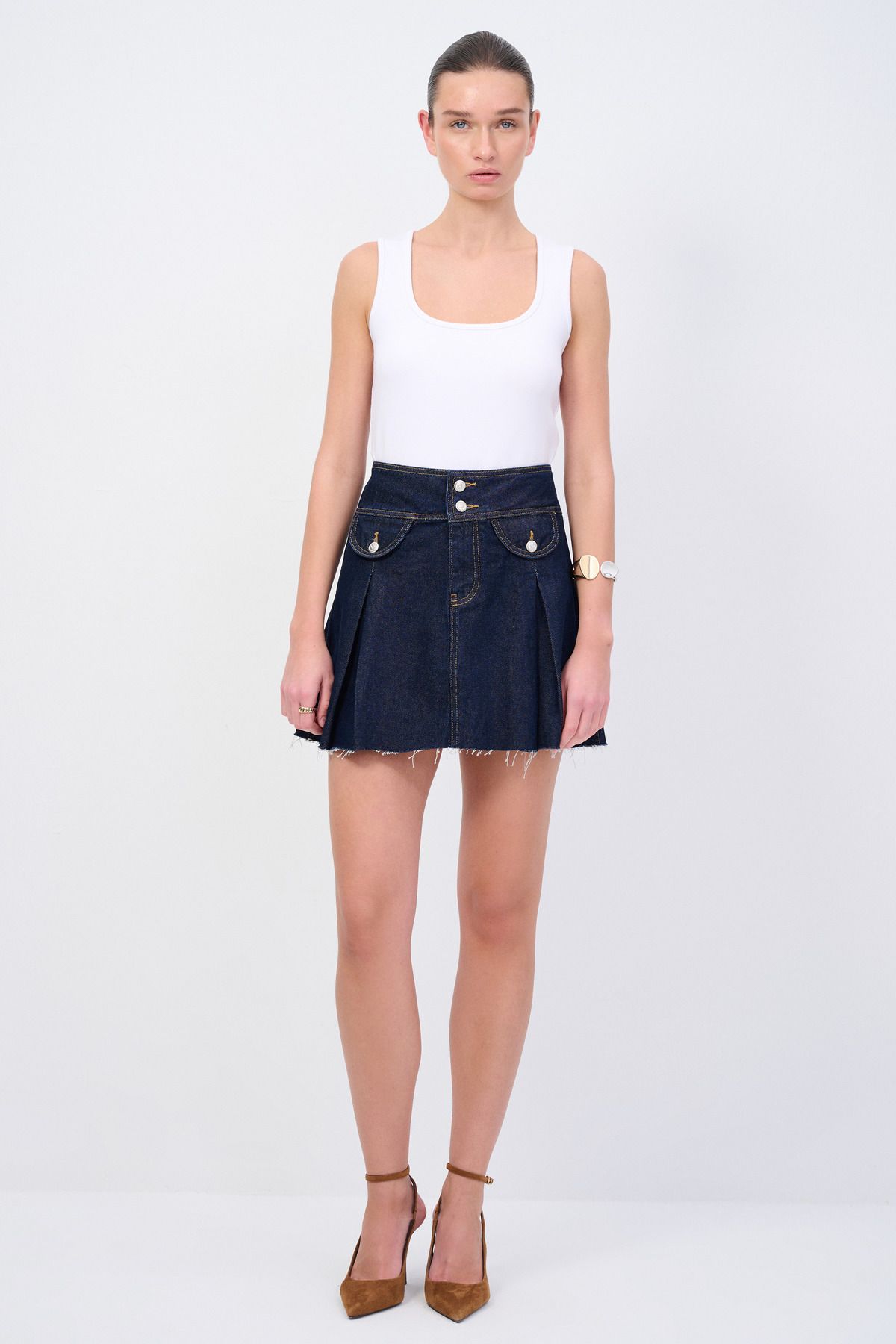 Love My Body Moda Tutkusu Cep Detaylı Denim Etek