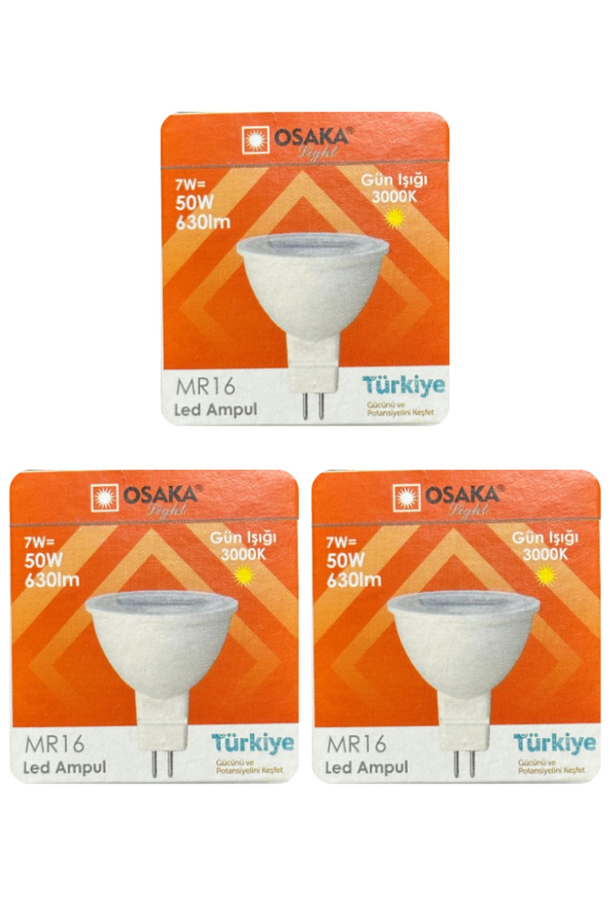 Osaka (3 Adet) Osaka 7W (50W) Sarı Işık (3000K) G4 Duylu (İğne Bacak) Led Çanak Ampul