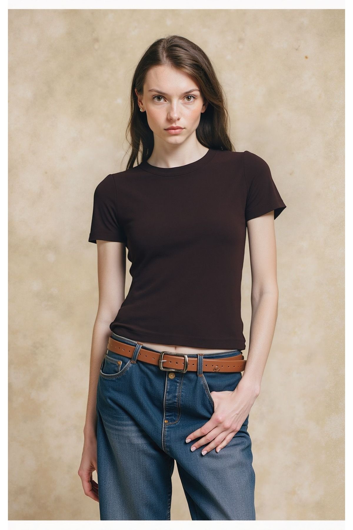 VNYA collection Kadın Basic Kısa Kollu Crop Tişört