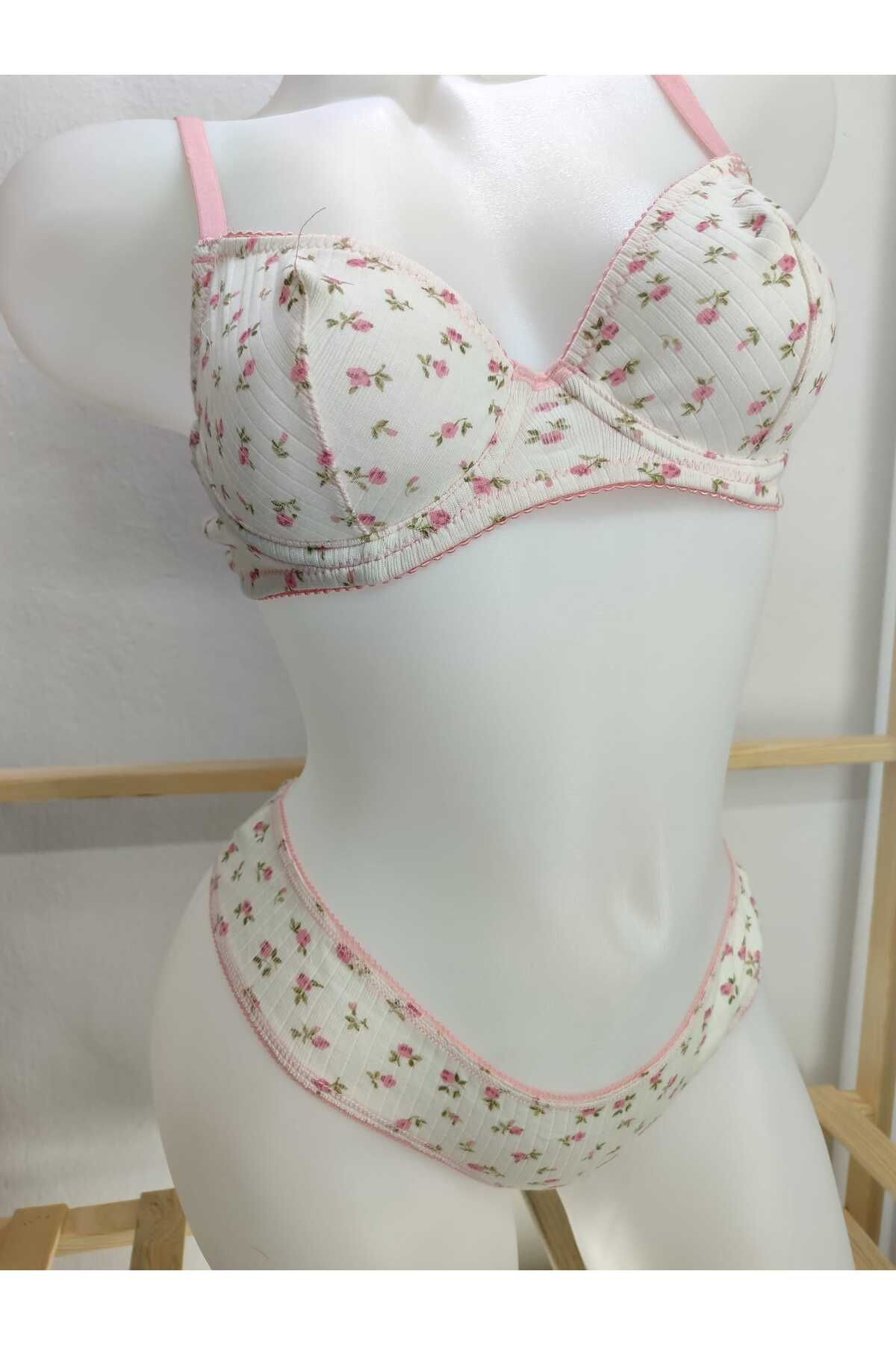 anjelithomewear 3312 - Çiçek Desen Sütyen Takım