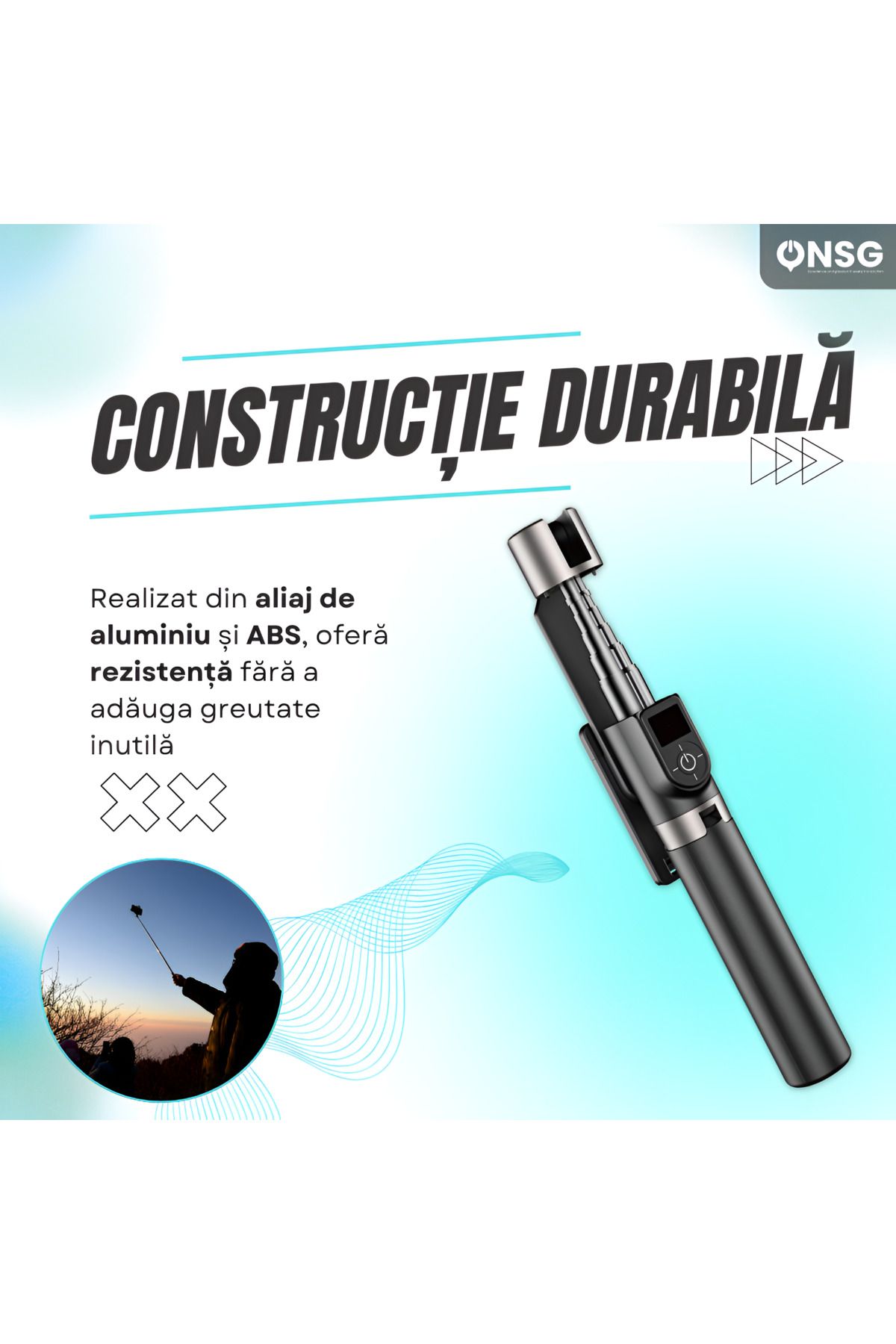 DUDAO-Stick selfie F18w telescopic, Bluetooth, trepied, compact și extensibil, 7 segmente, aluminiu, negru 5