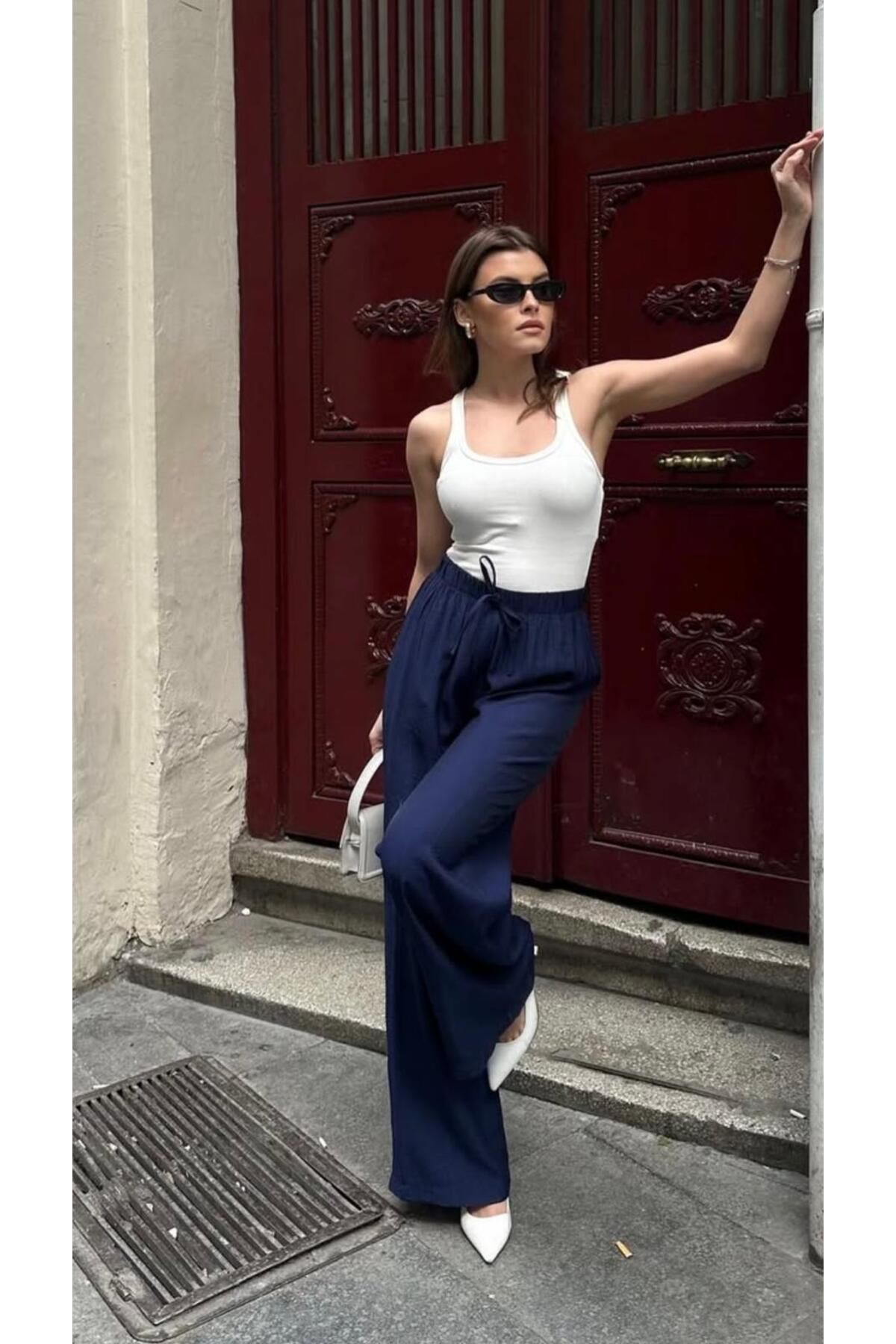 Nihanello Butik Lacivert tiril tiril pantolon