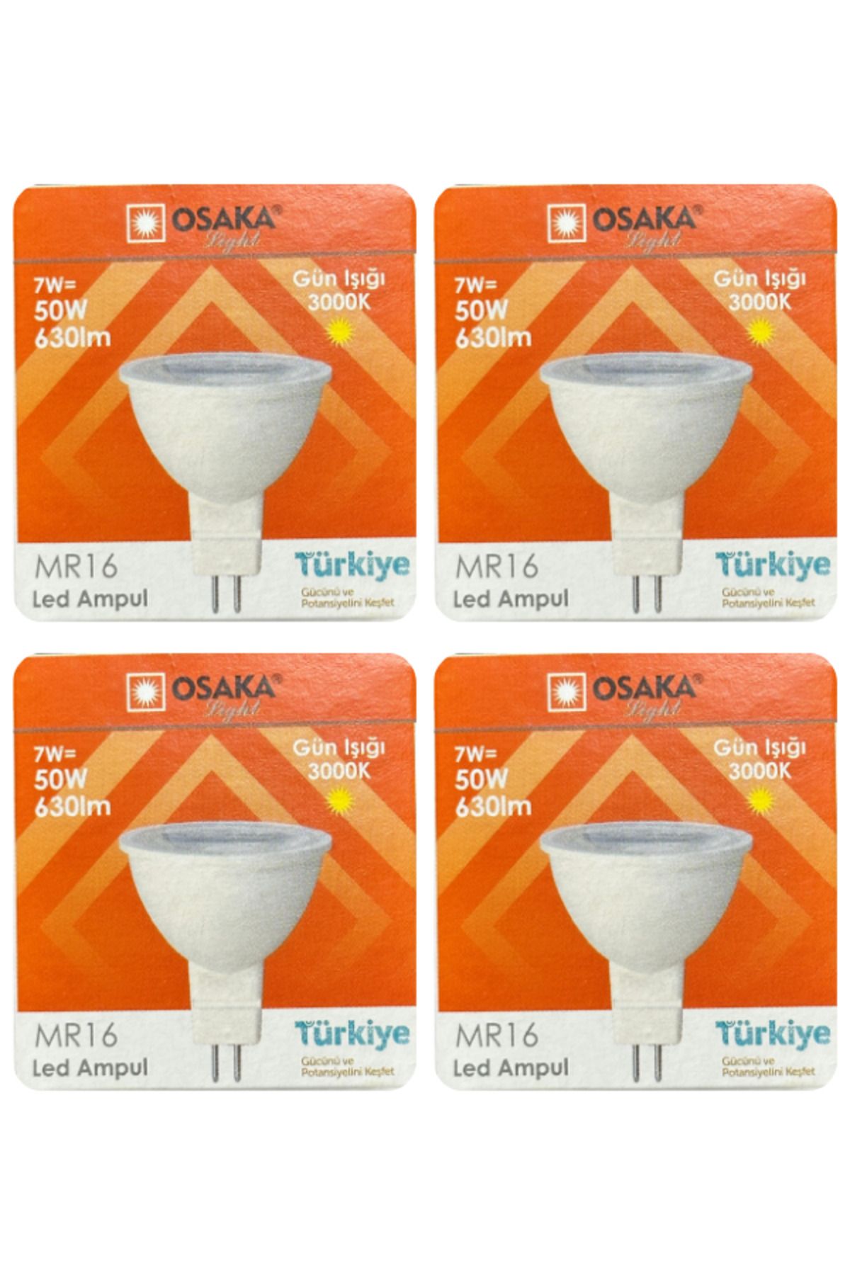 Osaka (4 Adet) Osaka 7W (50W) Sarı Işık (3000K) G4 Duylu (İğne Bacak) Led Çanak Ampul