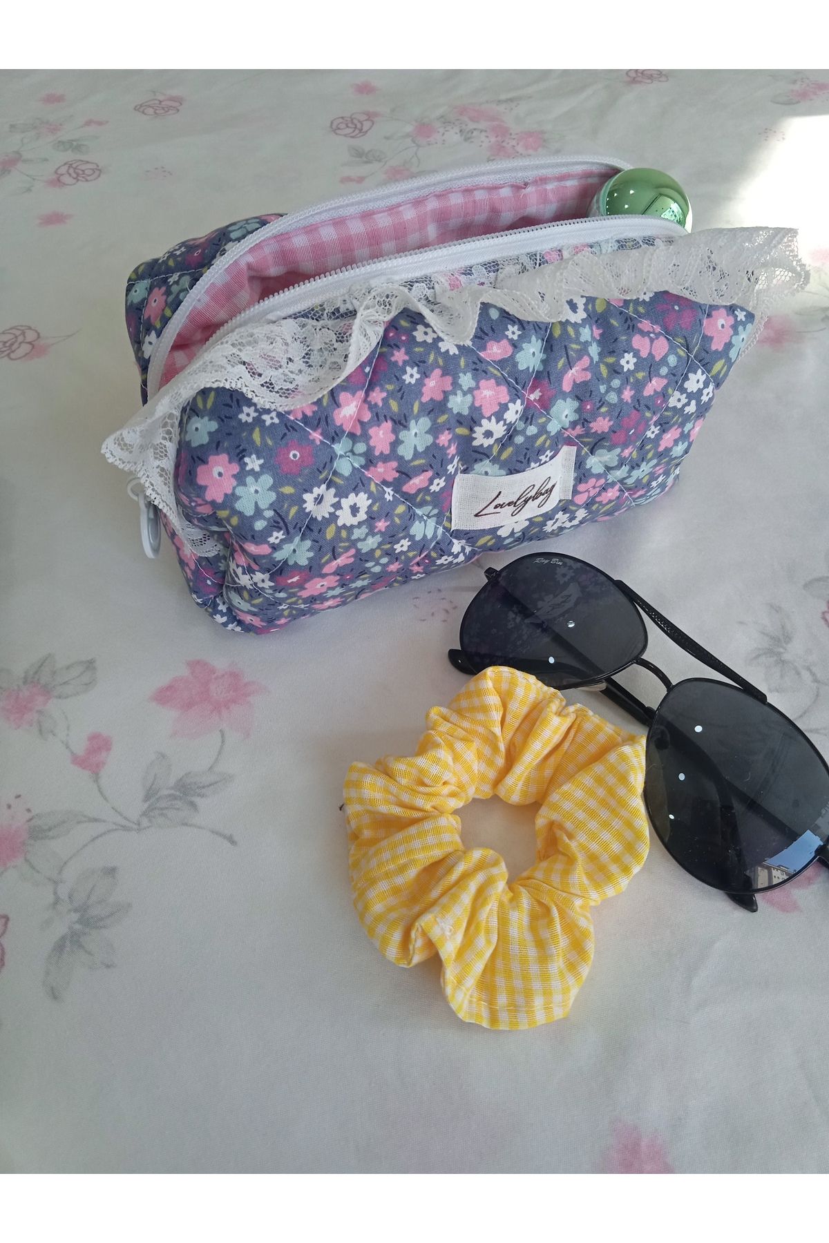 LOVELYBAG Dantel detaylı mini makyaj çantası
