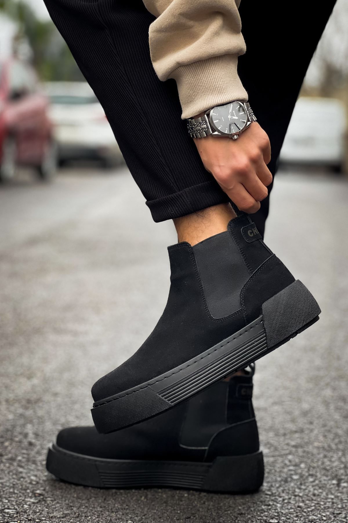 devrialemshoes CH069 SRT Harmany Erkek Bot SIYAH