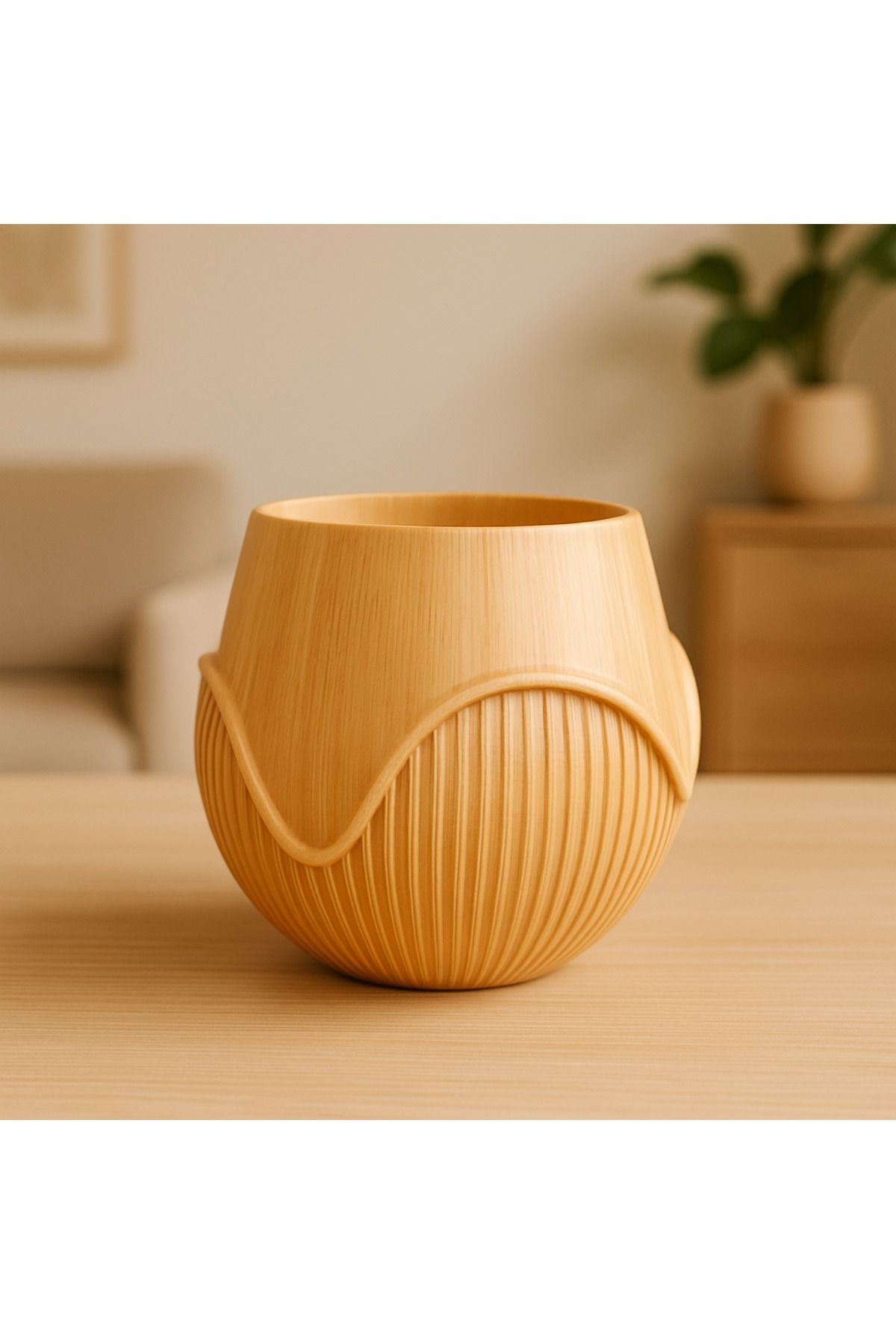 mutes 3D Dalgalı Kaburgalı Saksı KAHVE-214