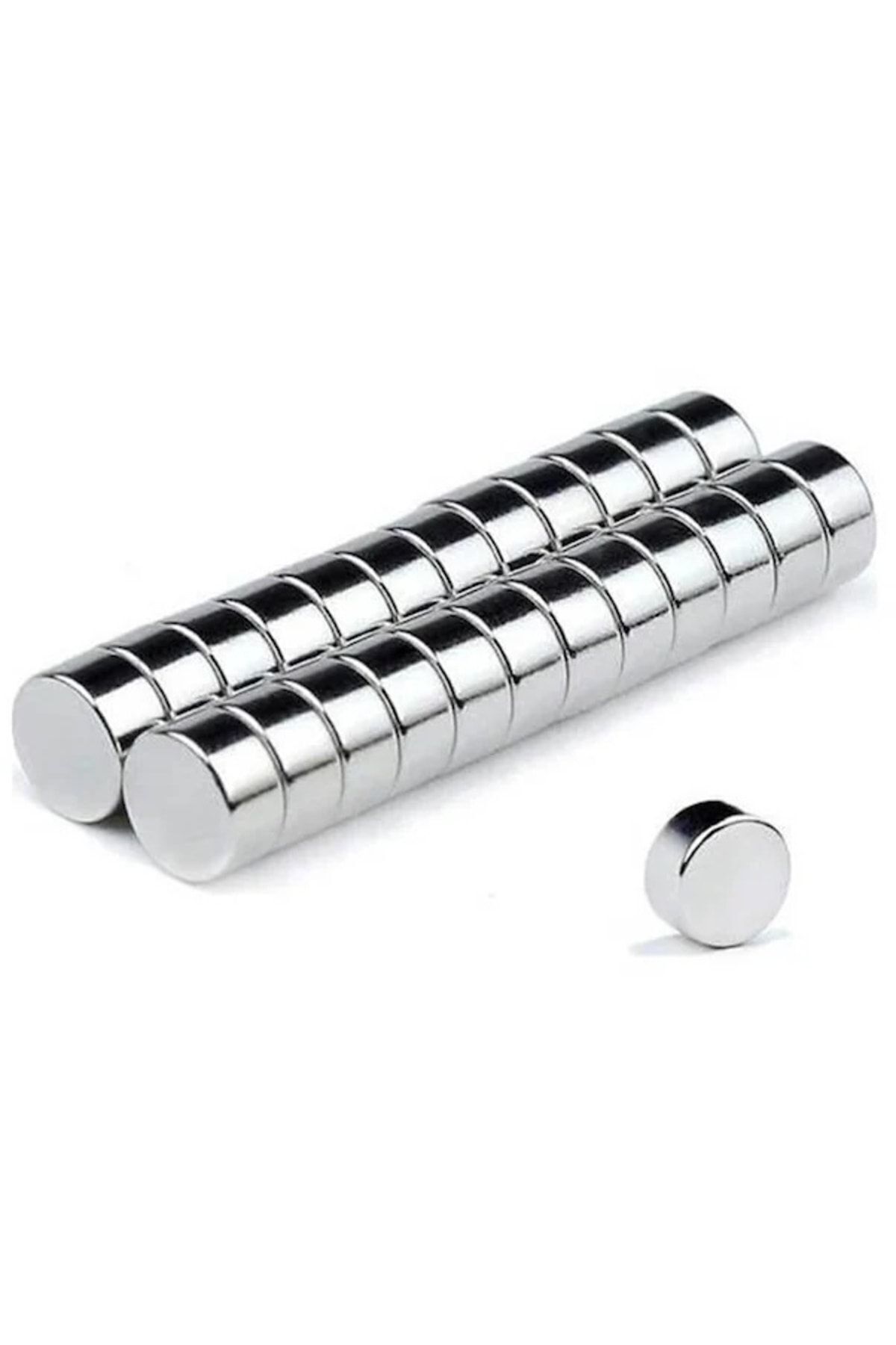 Mikasso 4 Adet 7x10mm Yuvarlak Güçlü Neodyum Mıknatıs - Neodim Magnet Çap 7mm , Kalınlık 10mm Civata TR