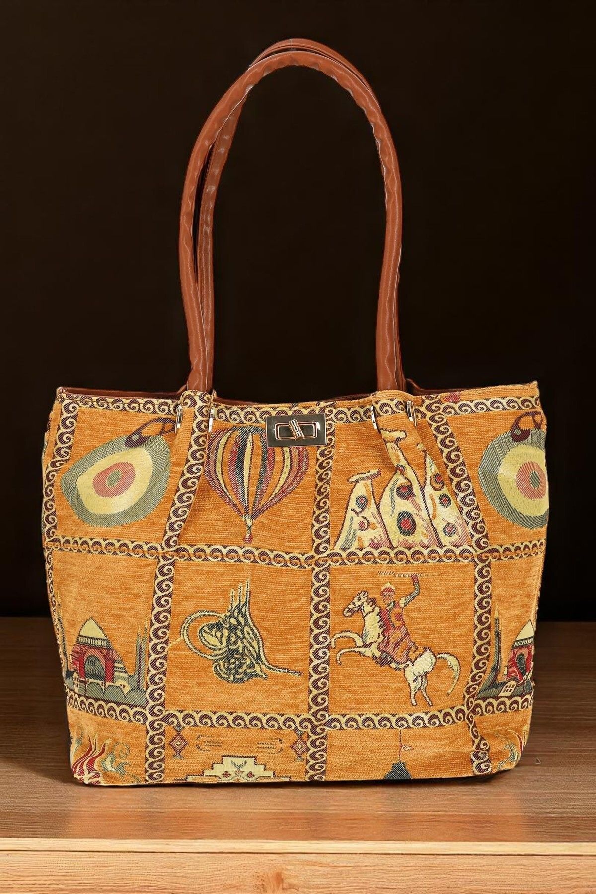 MODA Otantik Şönil Etnik Desenli Askılı Kadın El Omuz Çanta
