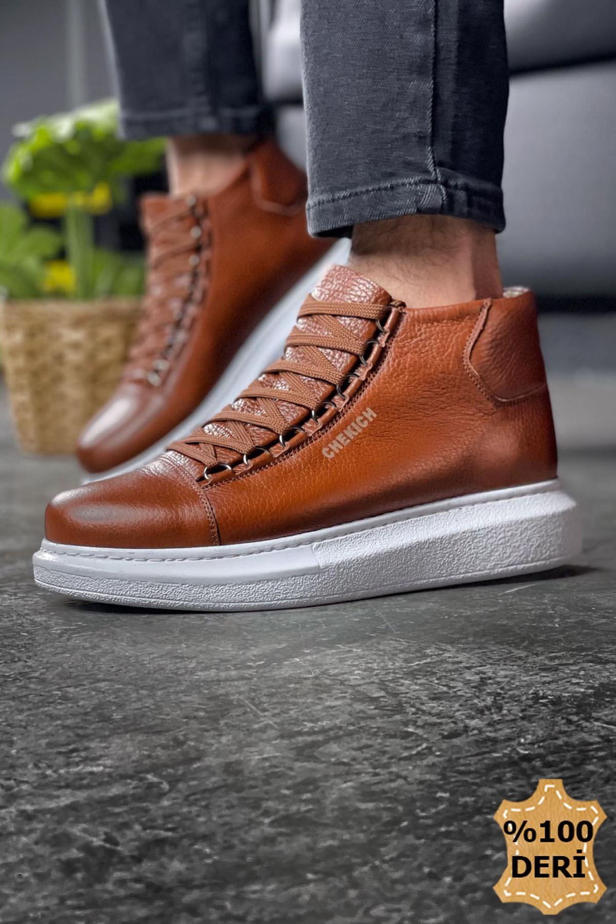 devrialemshoes CH258 DBT Roma Deri Erkek Bot TABA