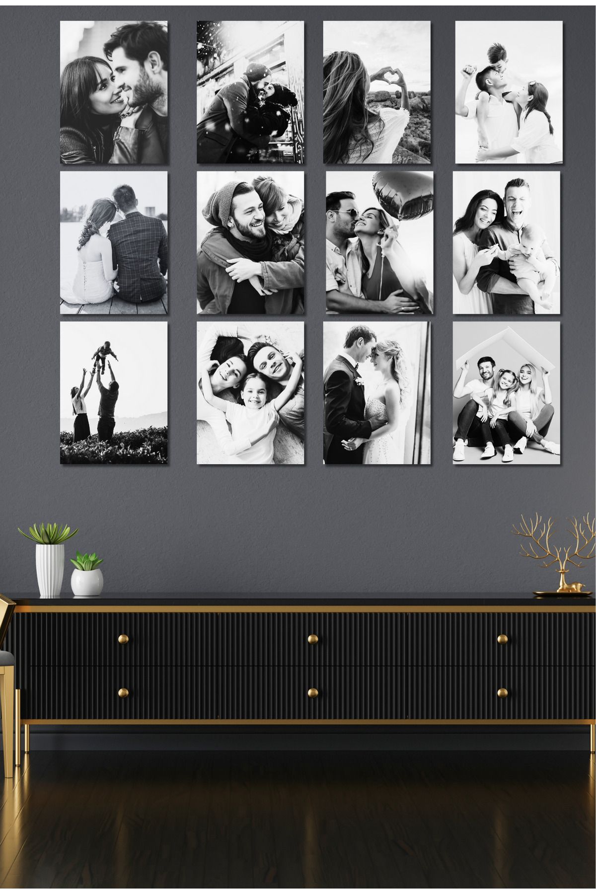 Parantes Home Kişiye Özel Siyah Beyaz Fotoğraf Baskılı 12’li MDF Tablo (15x20 cm)