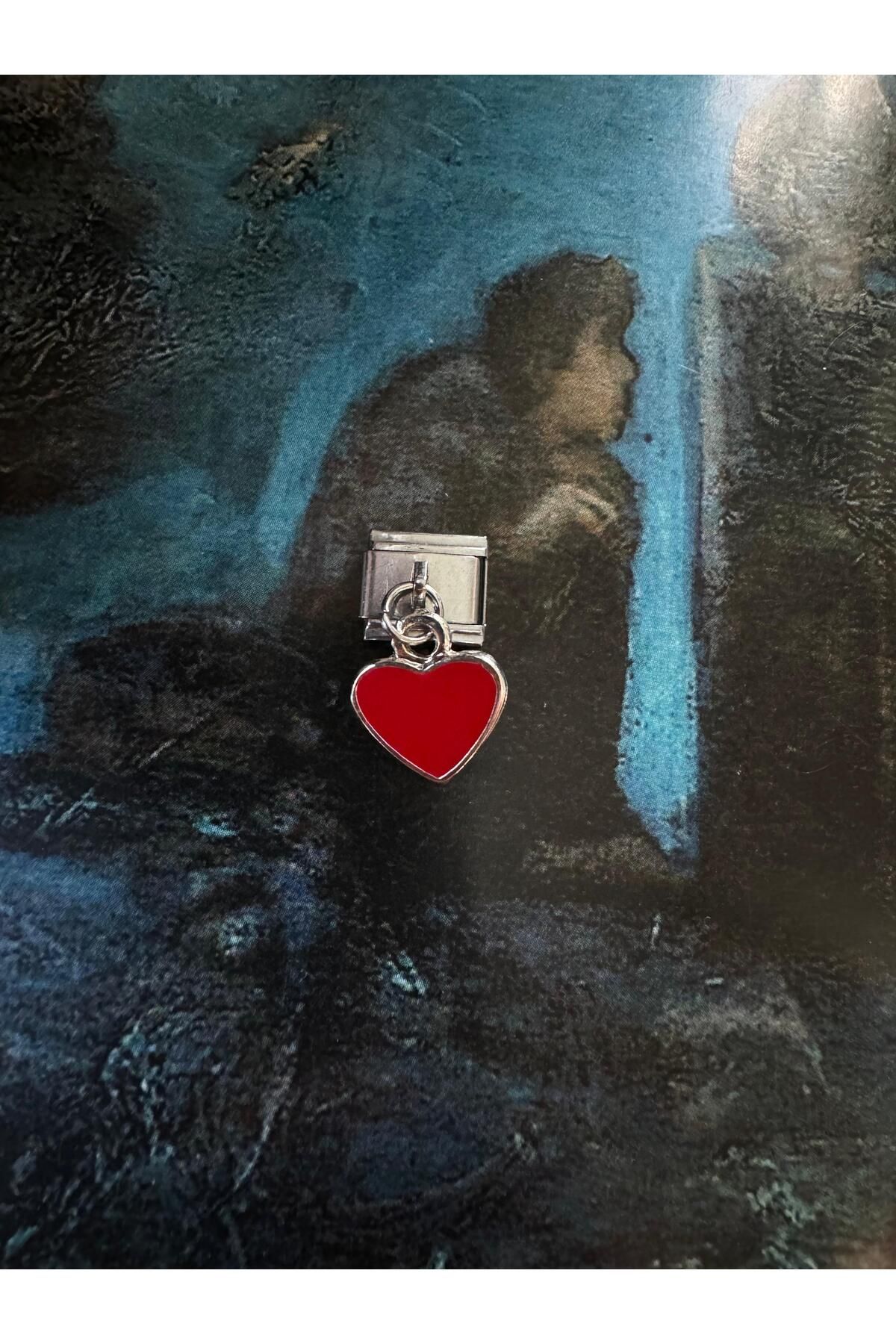 LAİKA Çelik Kırmızı Kalp İtalyan Bileklik Charm