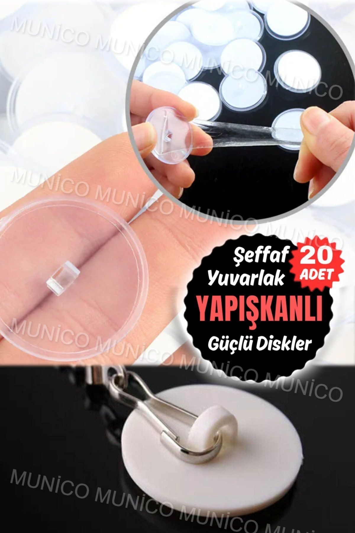 Mikasso 20 Adet Kolay ve Hızlı Kullanım, 20 Adet Şeffaf Yapışkanlar, 3 cm Çapında, Ev ve Ofis Projeleri Çivi