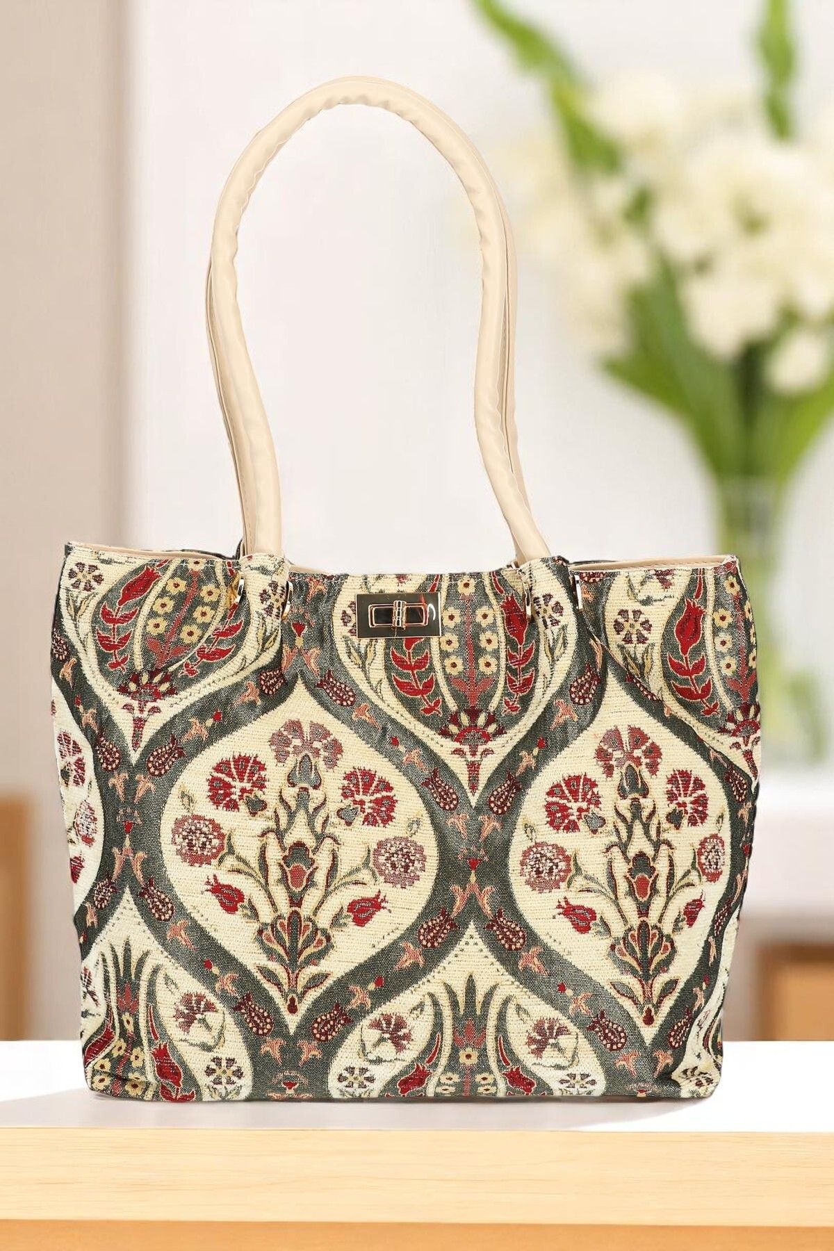 MODA Otantik Şönil Etnik Desenli Askılı Kadın El Omuz Çanta