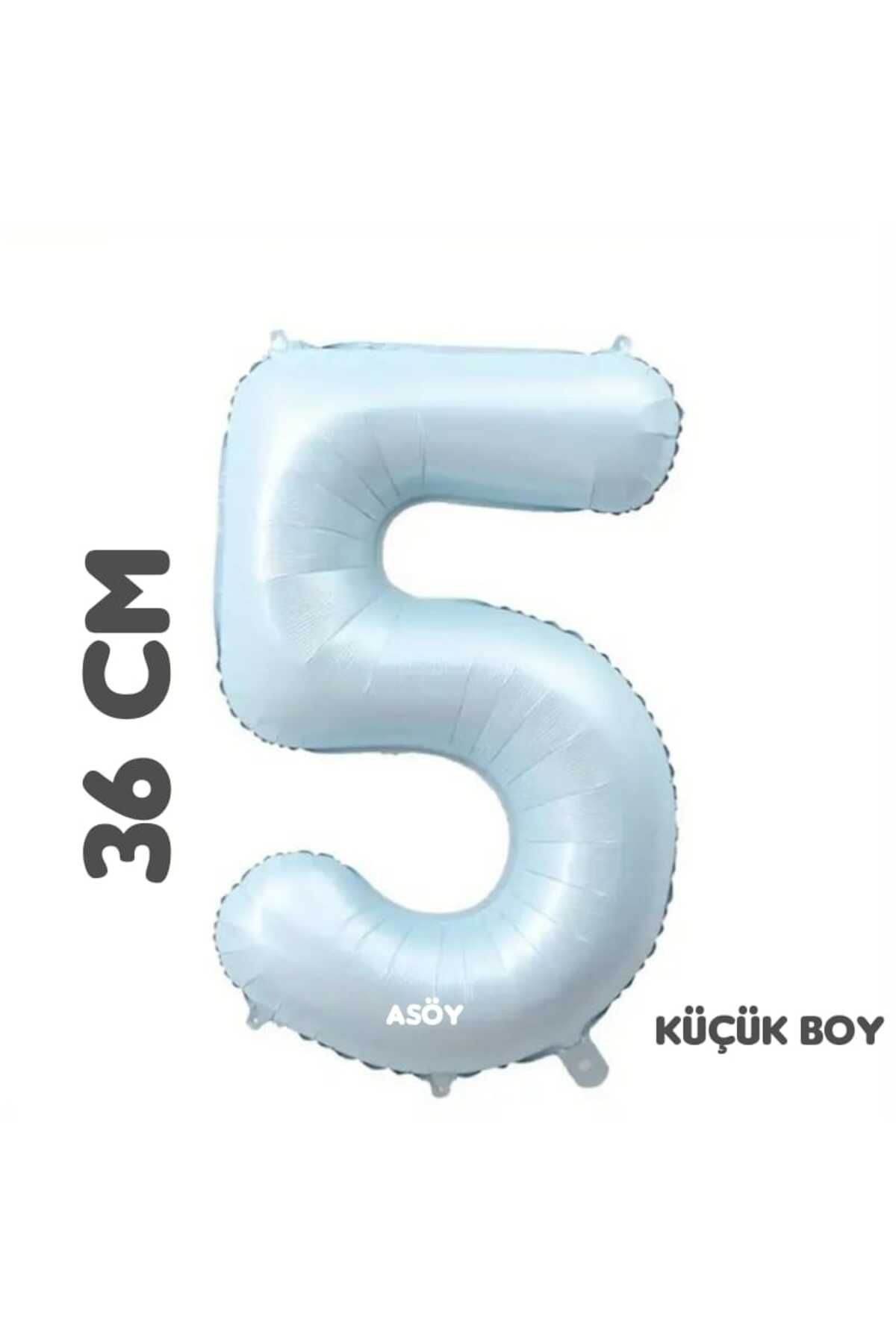 asöy 5 Folyo Balon Rakam Balon 36 Cm Küçük Boy Mavi Yeşil 5 Yaş Balonu Doğum Günü Parti Malzemeleri