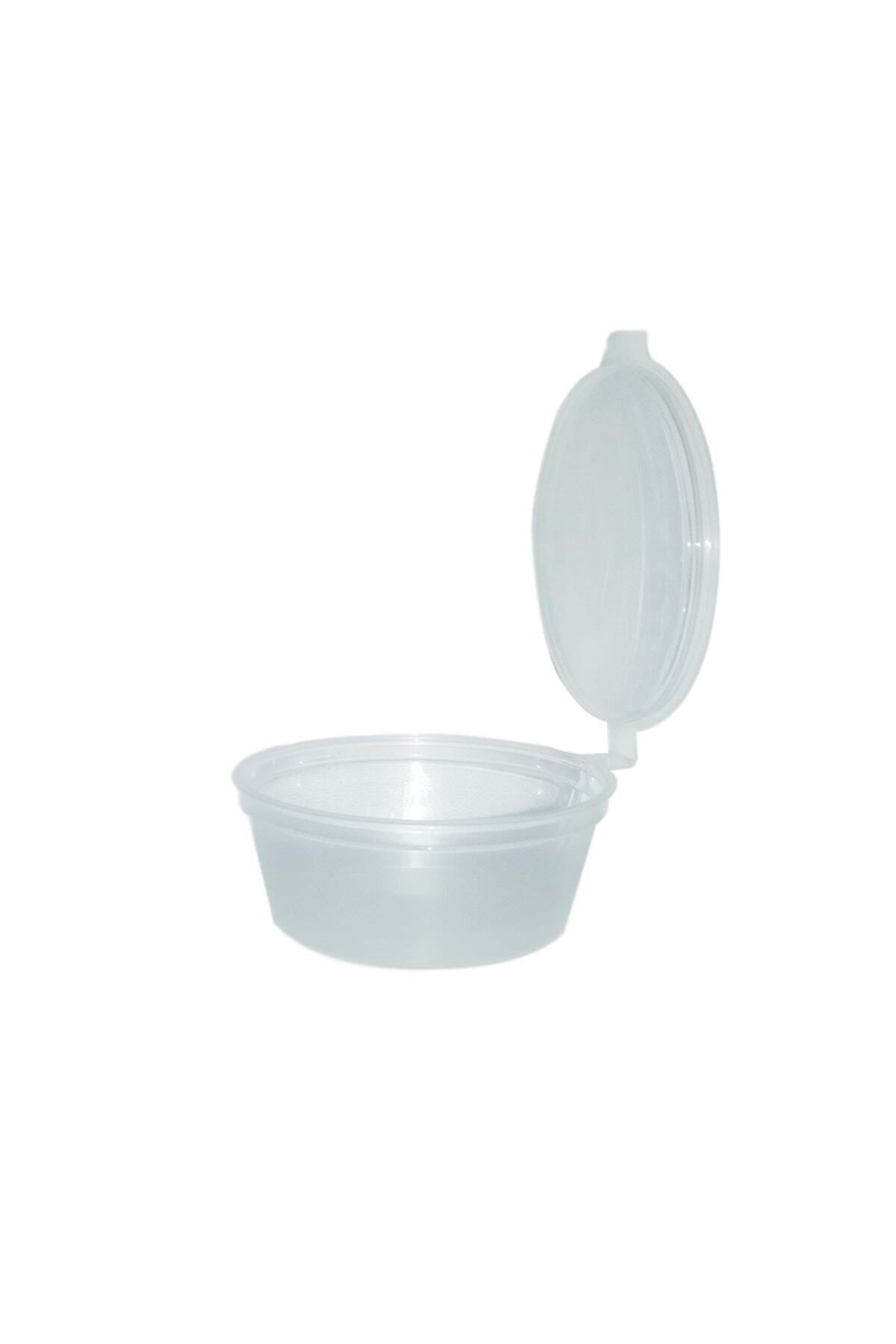 Mikasso Kapaklı Sert Plastik Sos Kabı 60 cc - 50'li 40 x 40 Sosluk TR Beyaz