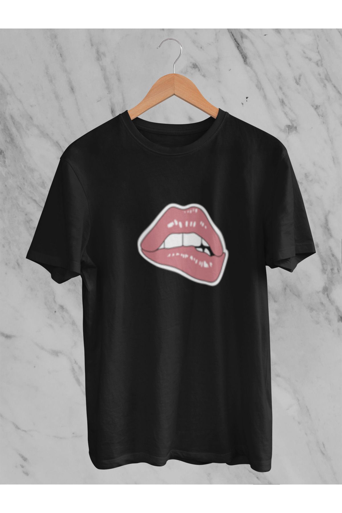 MG DUDAK BASKILI KADIN BİSİKLET YAKA PAMUKLU OVERSIZE KALIP KISA KOLLU T-SHIRT