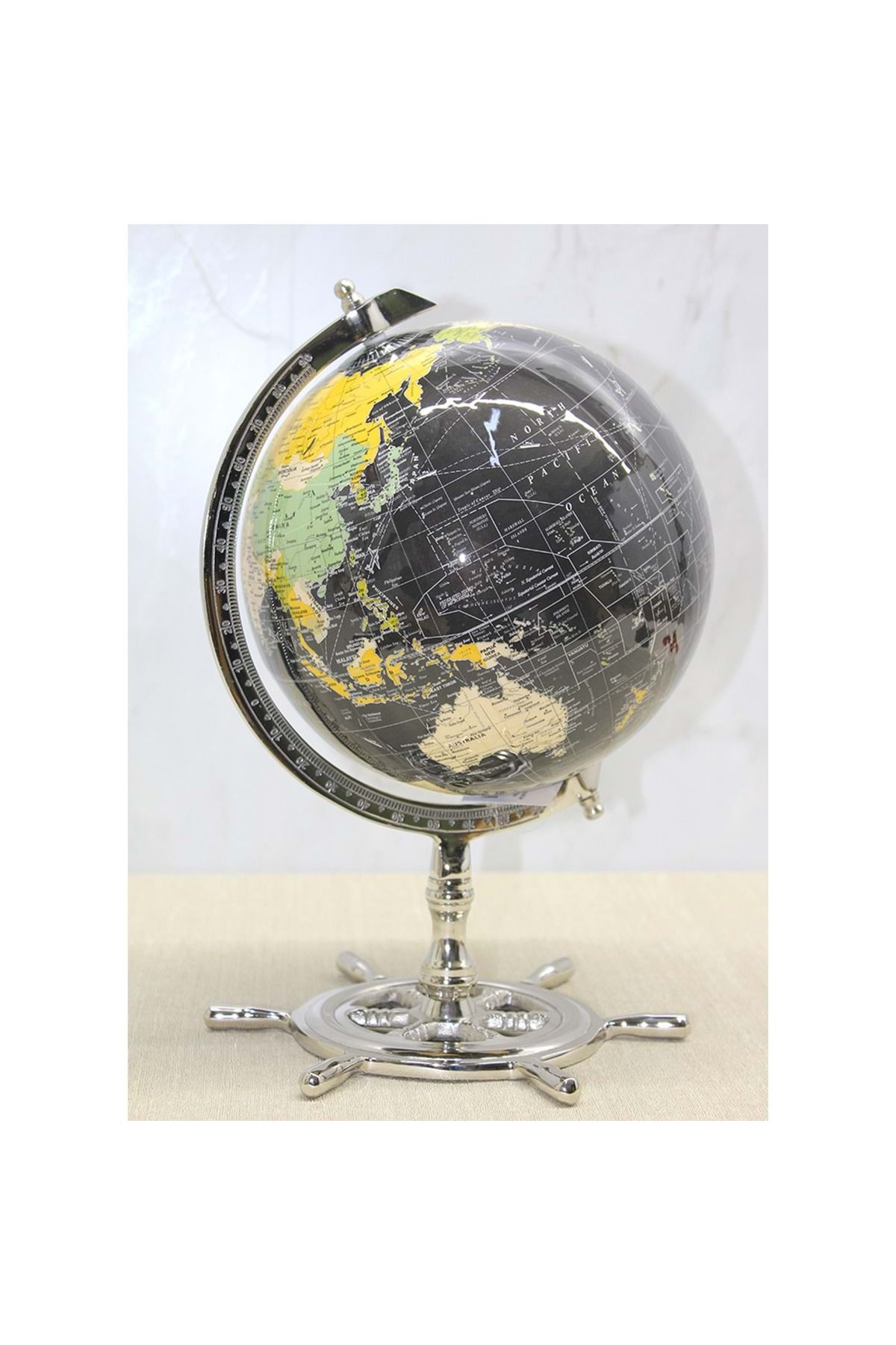 Store Altı Dümenli Dekoratif Dünya Küre 32 Cm