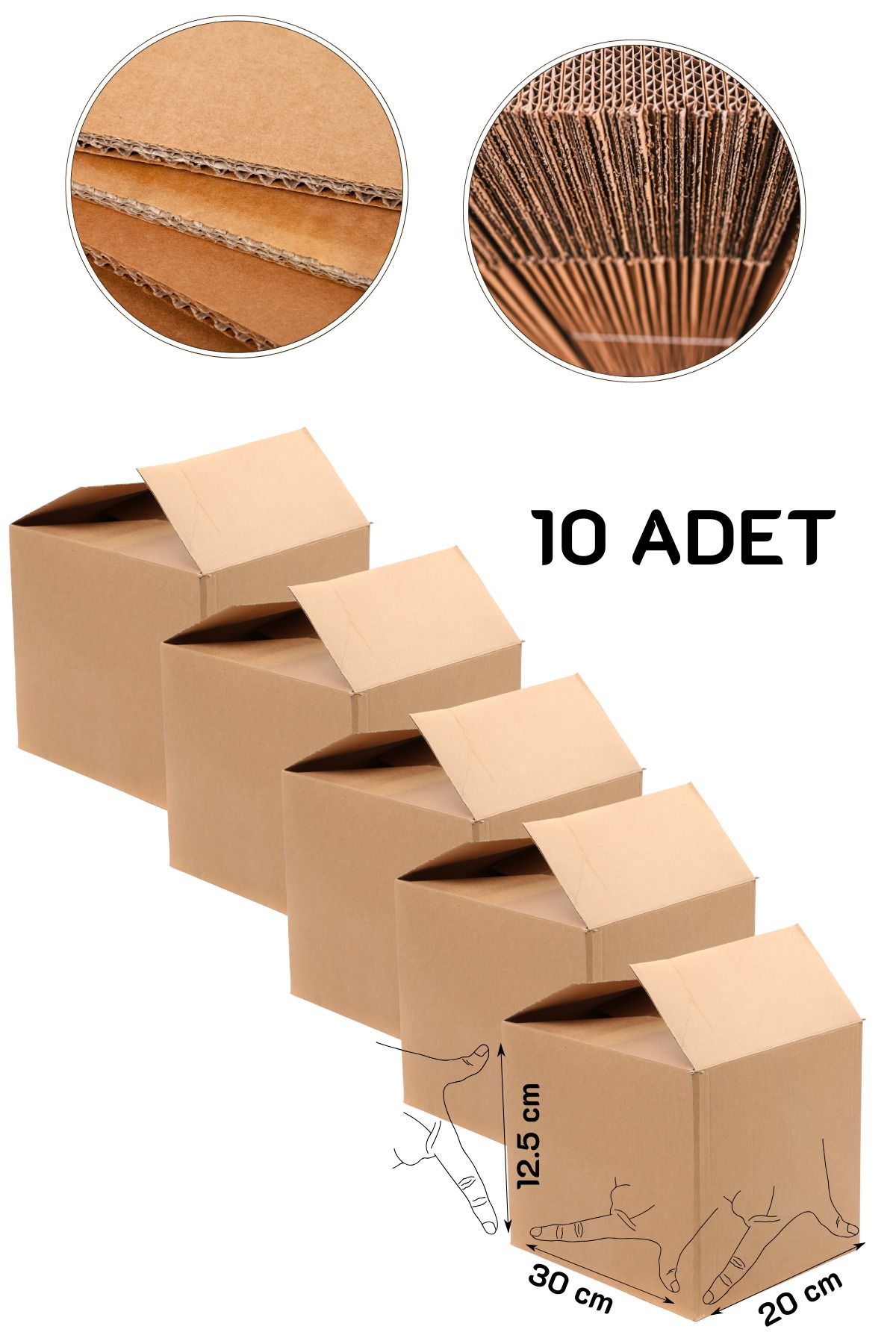 Mikasso ÇİFT OLUKLU ÖZEL ÖLÇÜ KUTU BOX 20 X 30 YÜKSEKLİK : 12.5 CM MUKAVEMET DAYANIKLI SERT KOLİ ( 10 ADET )