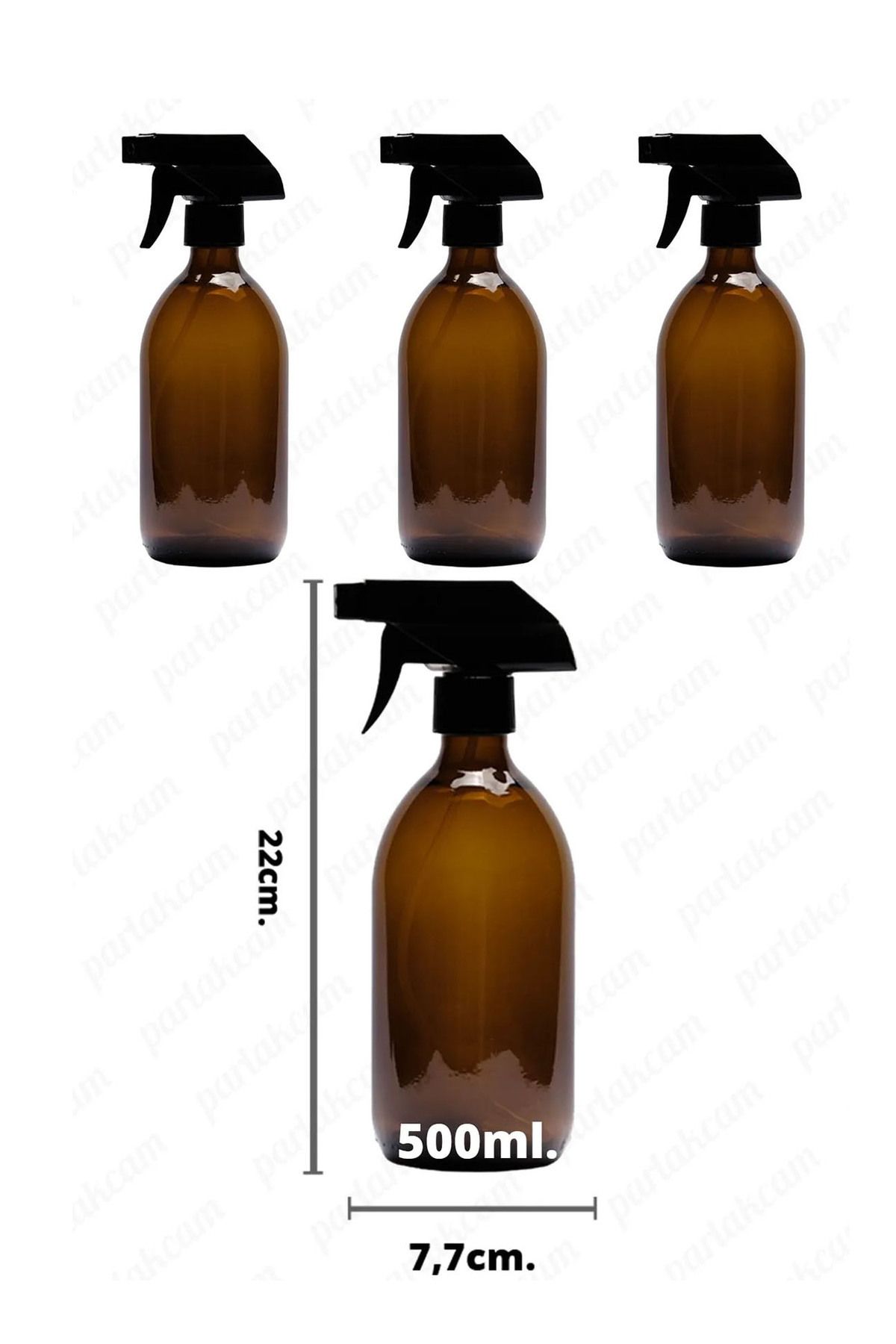 Mikasso 500ml Amber Cam Sıvı Sabunluk Ve Sprey Şişe ( 3 Adet ) 14 x 8 x 4