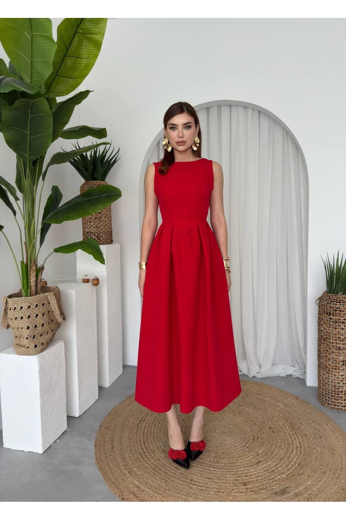 conconmoda Kadın Atlas Uzun Elbise Bea