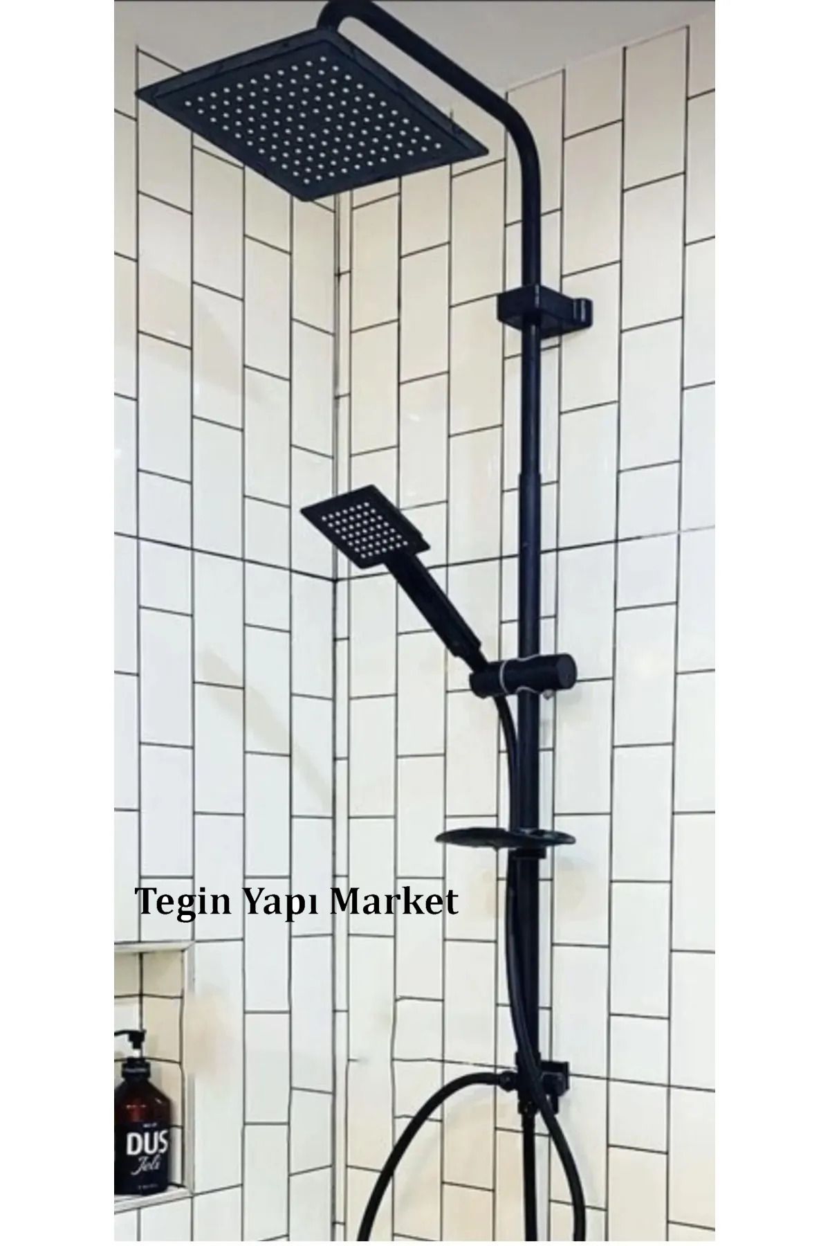 Tegin Yapı Market TEGİNYAPIMARKET Siyah Robot Duş Seti. Lüx Paslanmaz Primelux Tepe Robot Duş Başlığı