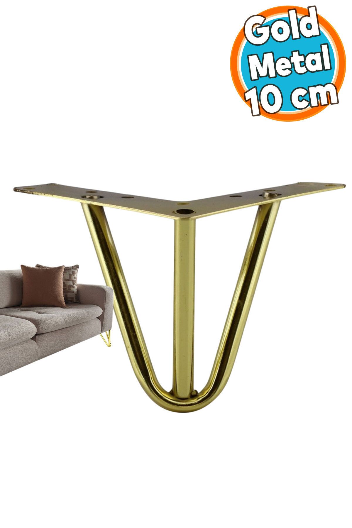 Mikasso Metal Gold Altın Ayak 10 cm Lüks Mobilya Kanepe Berjer Sehpa Ünite Koltuk Ayağı Baza Ayakları Altın