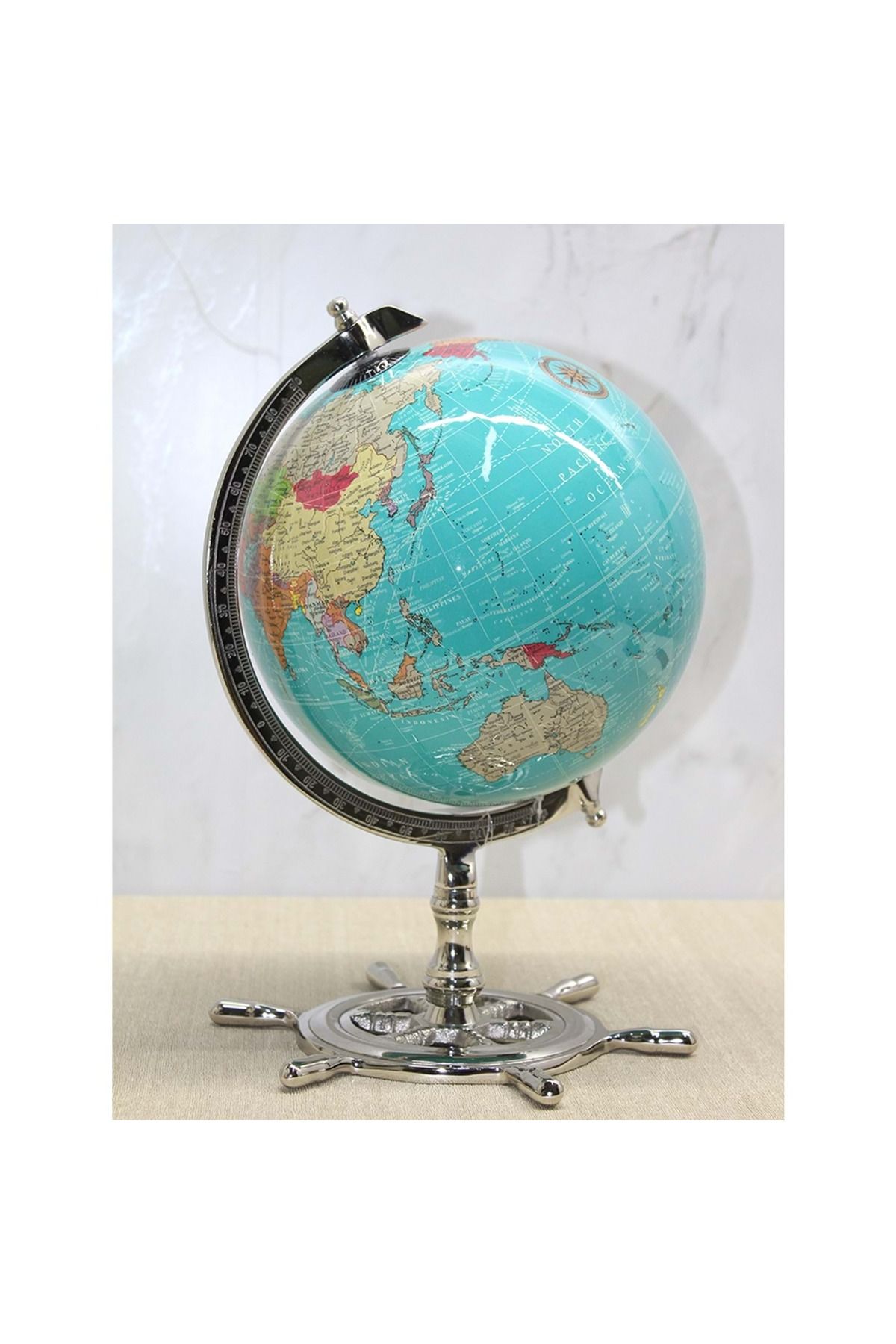 Store Altı Dümenli Dekoratif Dünya Küre 32 Cm