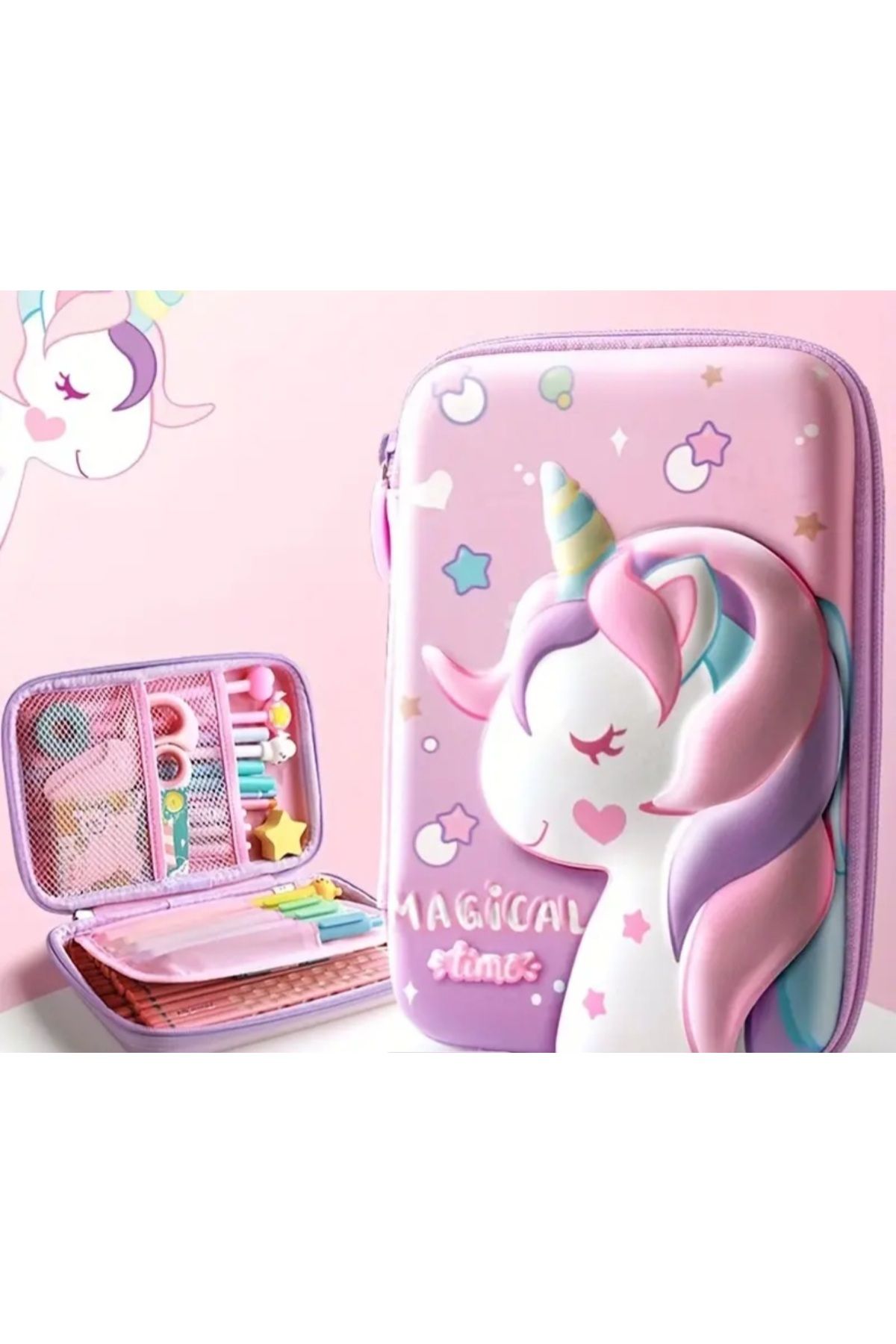 wellwich 3D SevimliKarikatür Su Geçirmez Kalem Kutusu Unicorn